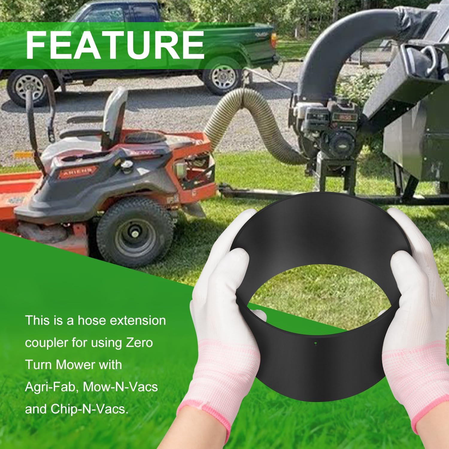 25900 Coupler 6-Inch Hose Connector for using Zero Turn Mower with Agri-Fab, Mow-N-Vacs and Chip-N-Vacs, Replace for 25900 25900BL1