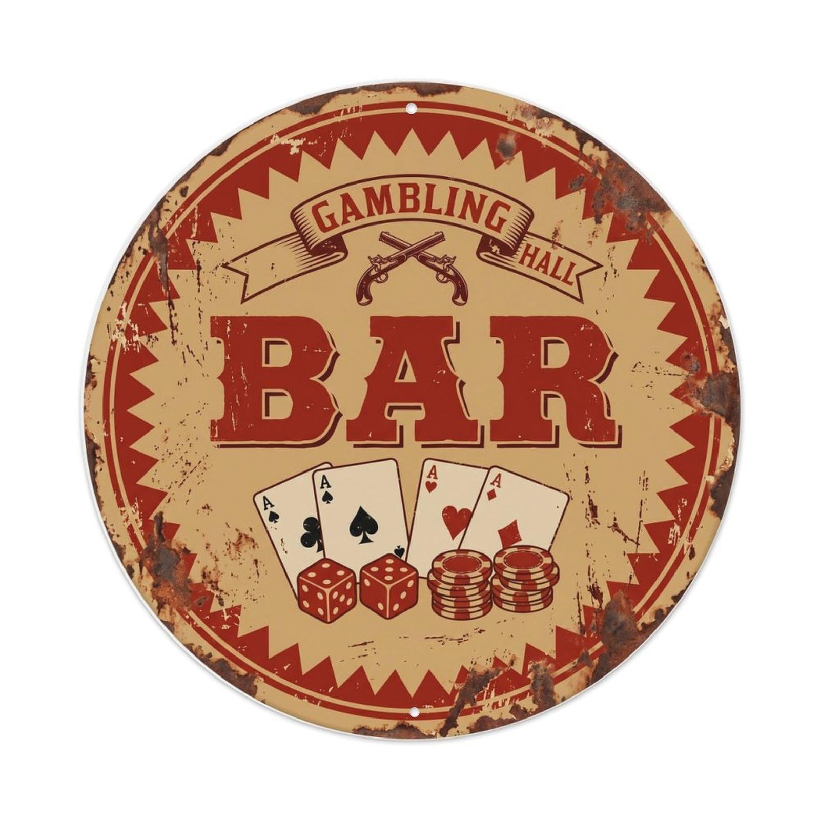 BAR Brewery Wall Emblem Metal Tin Sign Plaque Wall Decor for Cafe, Club Bar, Office, Home Garden Round Metal Poster 8x8Inch