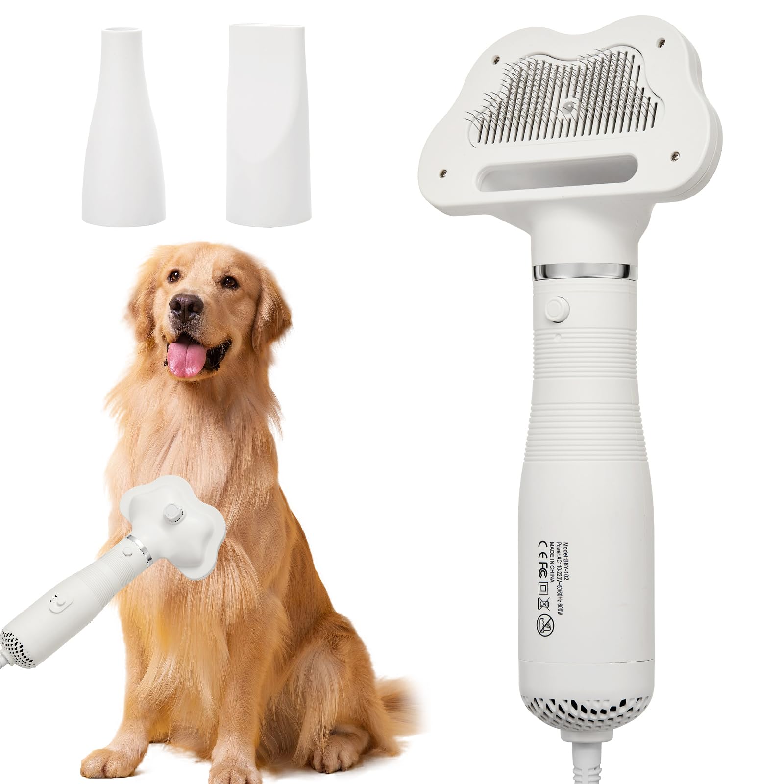 Spazzola professionale per la toelettatura degli animali domestici, 3 in 1, asciugacapelli, con spazzola per capelli, temperatura regolabile, sicura per surriscaldamento, qualità da salone