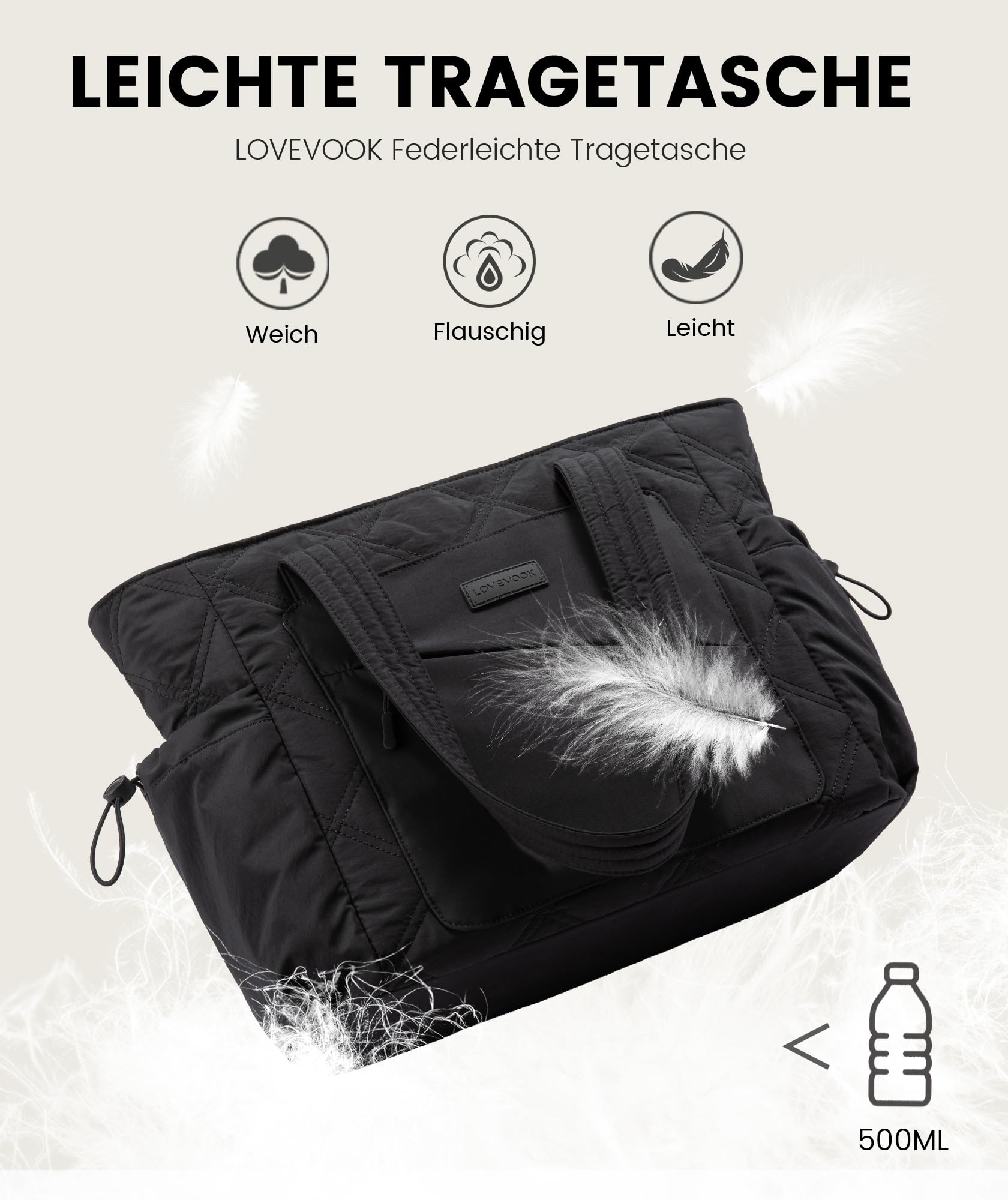 LOVEVOOK Shopper Tasche Damen Groß, Arbeitstasche Puffer Handtasche