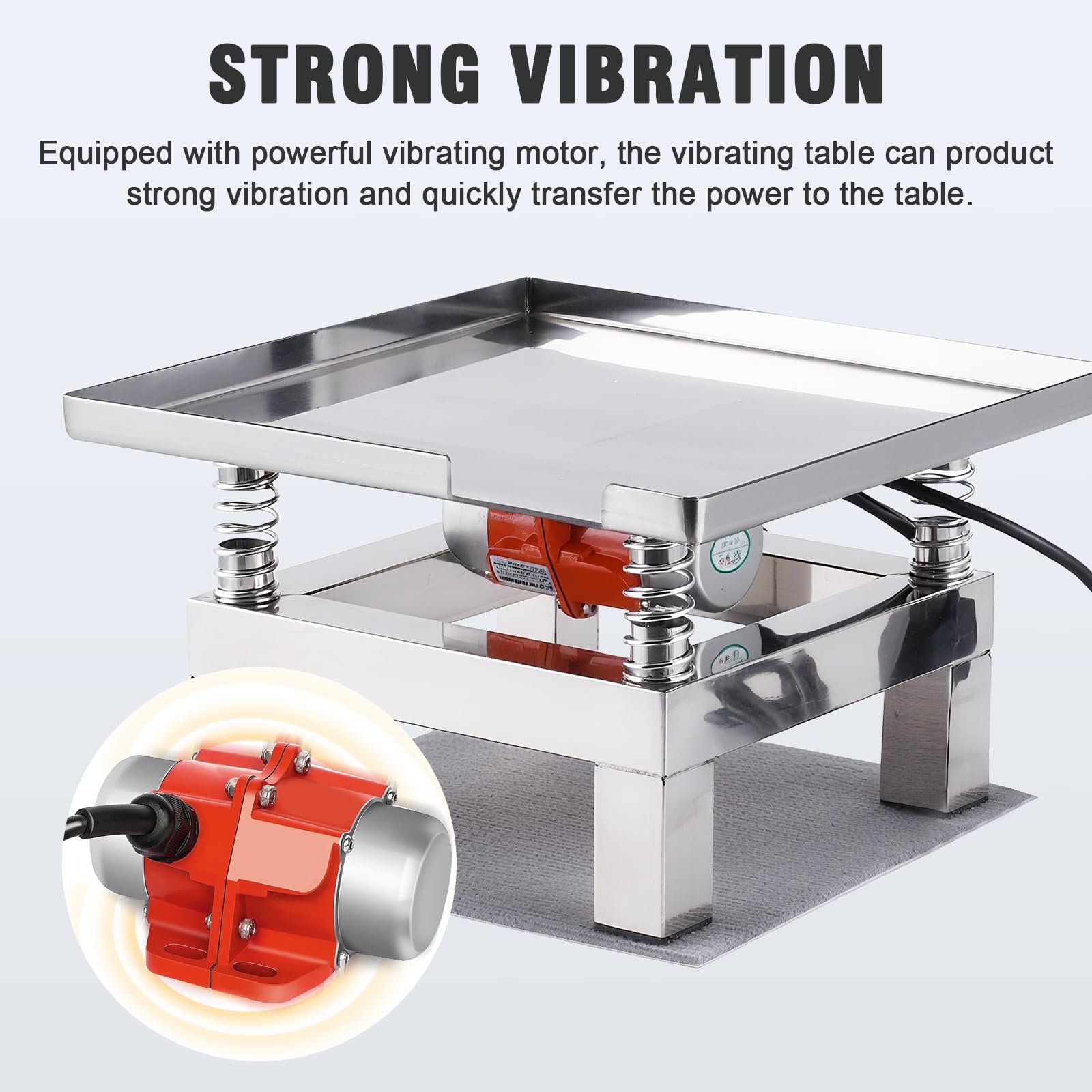 YUCHENGTECH Mesa vibratoria de hormigón de acero inoxidable de 35 cm x 35 cm, mini mesa de vibración de 3000 a 3600 veces/mínimo, capacidad de carga de 10 kg para compactación de hormigón, eliminación