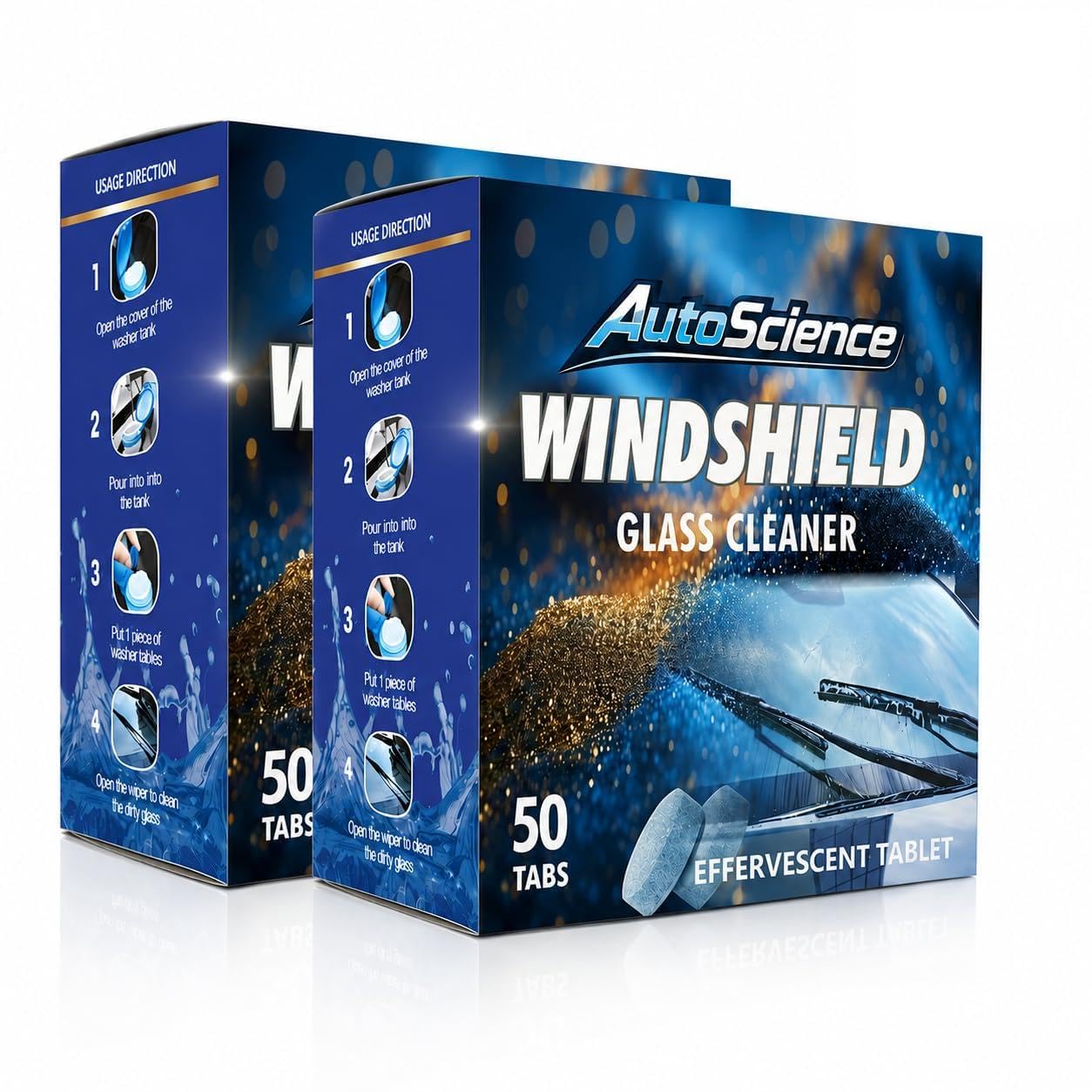AutoScience Windshield Glass Cleaner Tablets (100 PCS) | Effervescent Car Windshield Washer Fluid Tablets Concentrated Windshield Cleaner for Cars, SUVs, Trucks Removes Dirt, Bugs, Oil & Road Grime | Powerful Windshield Cleaning Tablets-picture-19