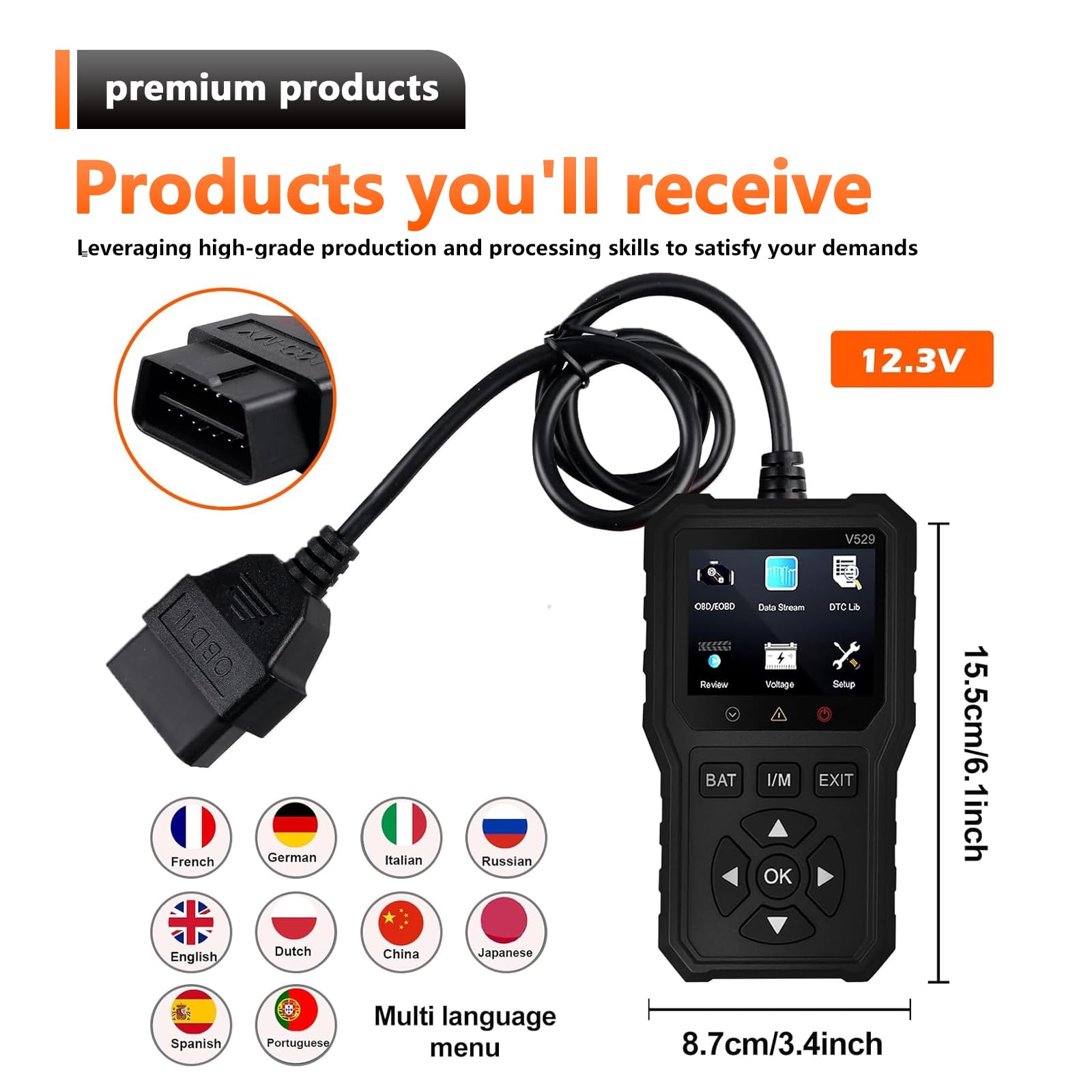 GOMETY - Tester diagnostico OBD2, diagnosi auto OBD, lettura memoria errori, dispositivo universale per auto, lettore di codici errori motore con dati in tempo reale, dispositivo di lettura codici