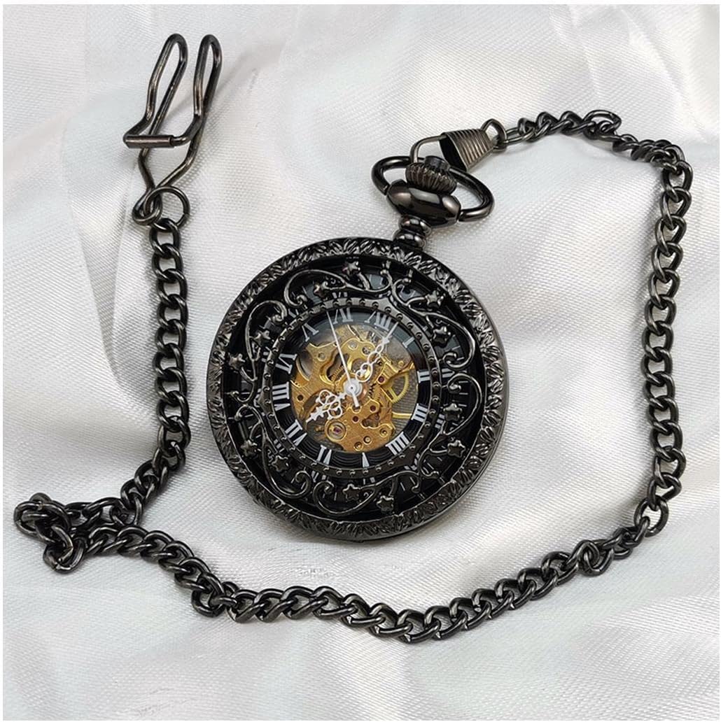 Pocket Watch Retro Mechanical Hand-Wind Pocket Watch Delicate Flip Pocket Watch for Men with Chain Watch with Chain