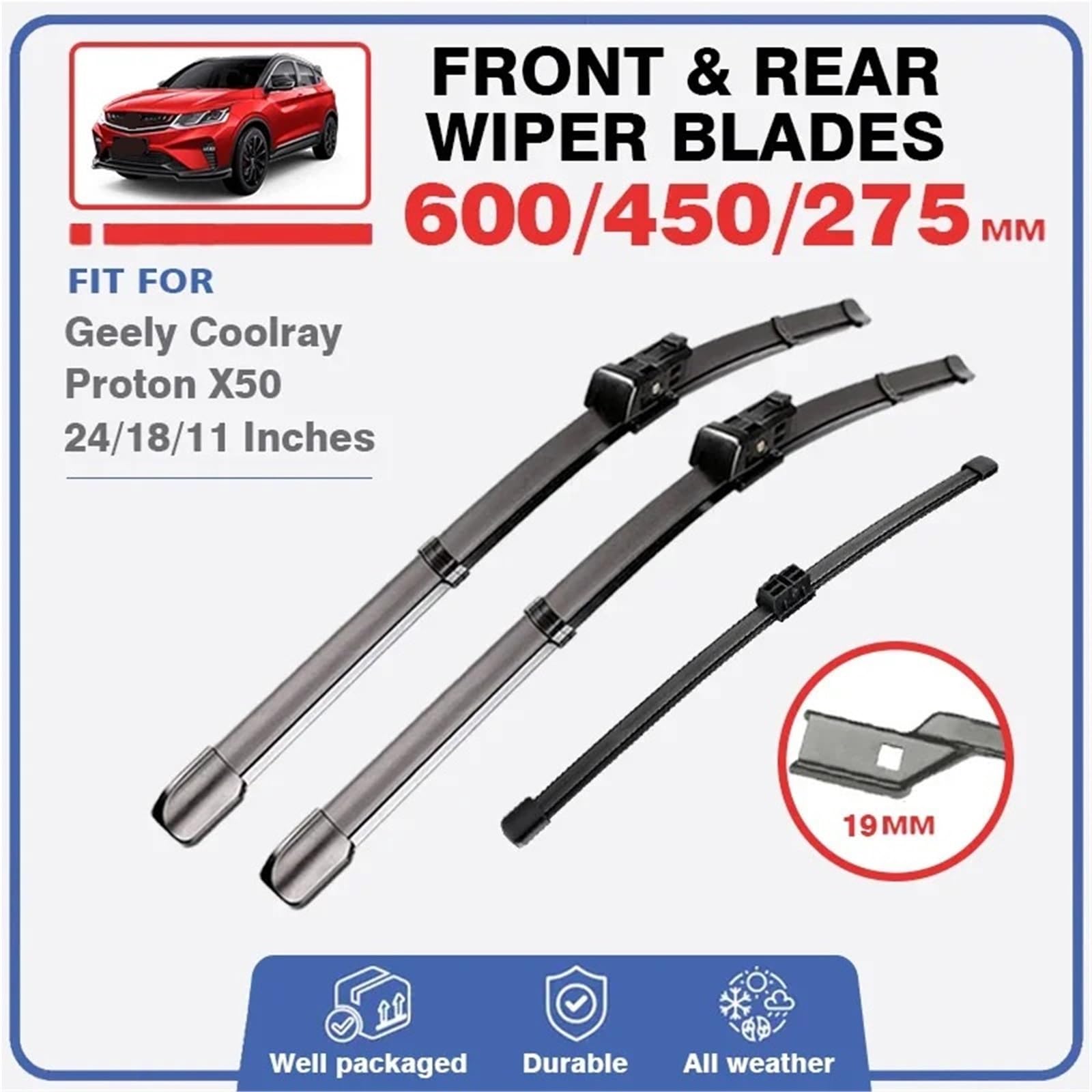 Wycieraczka przednia Pasuje do Geely Coolray Proton X50 2018 2019 2020 2021 szyba przednia tylna wycieraczka zestaw(Front Rear,LHD)