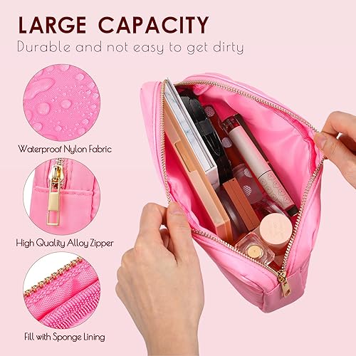 Miniatura 2 de Remerry Bolsa de cosméticos de nailon, bolsa de maquillaje de viaje, bolsa de aseo con cremallera, bolsa de maquillaje preparada, bolsa organizadora