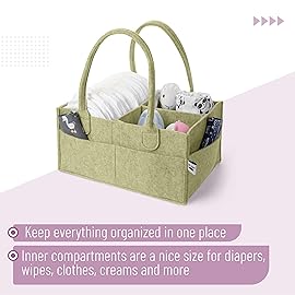 Mr. Pen- Baby Diaper Caddy Organizer, Olive Calm, Baby Caddy Organizer with Handle, Compact Size, Collapsible & Portable