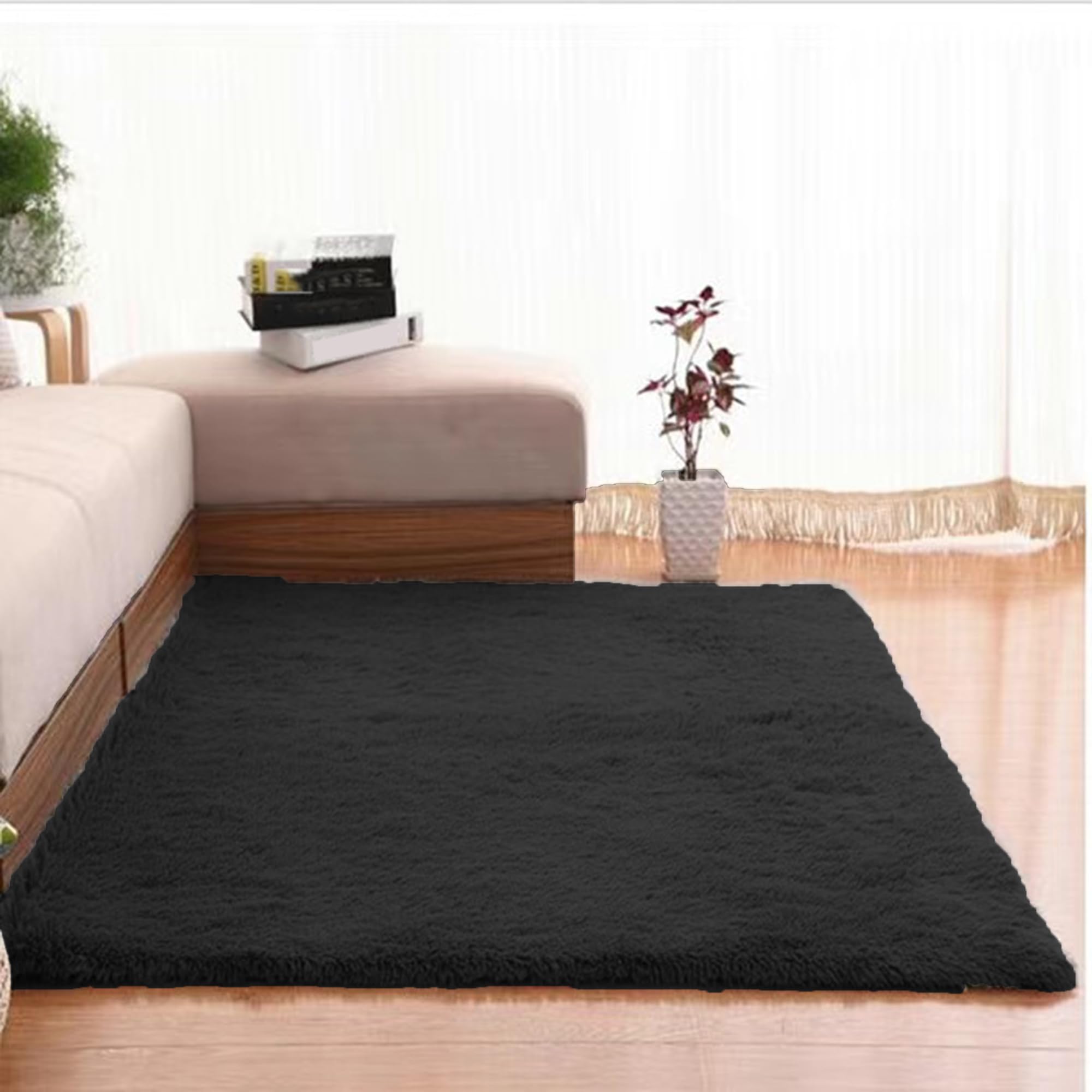 Tapis de chevet en peluche antidérapant pour des matins doux et confortables