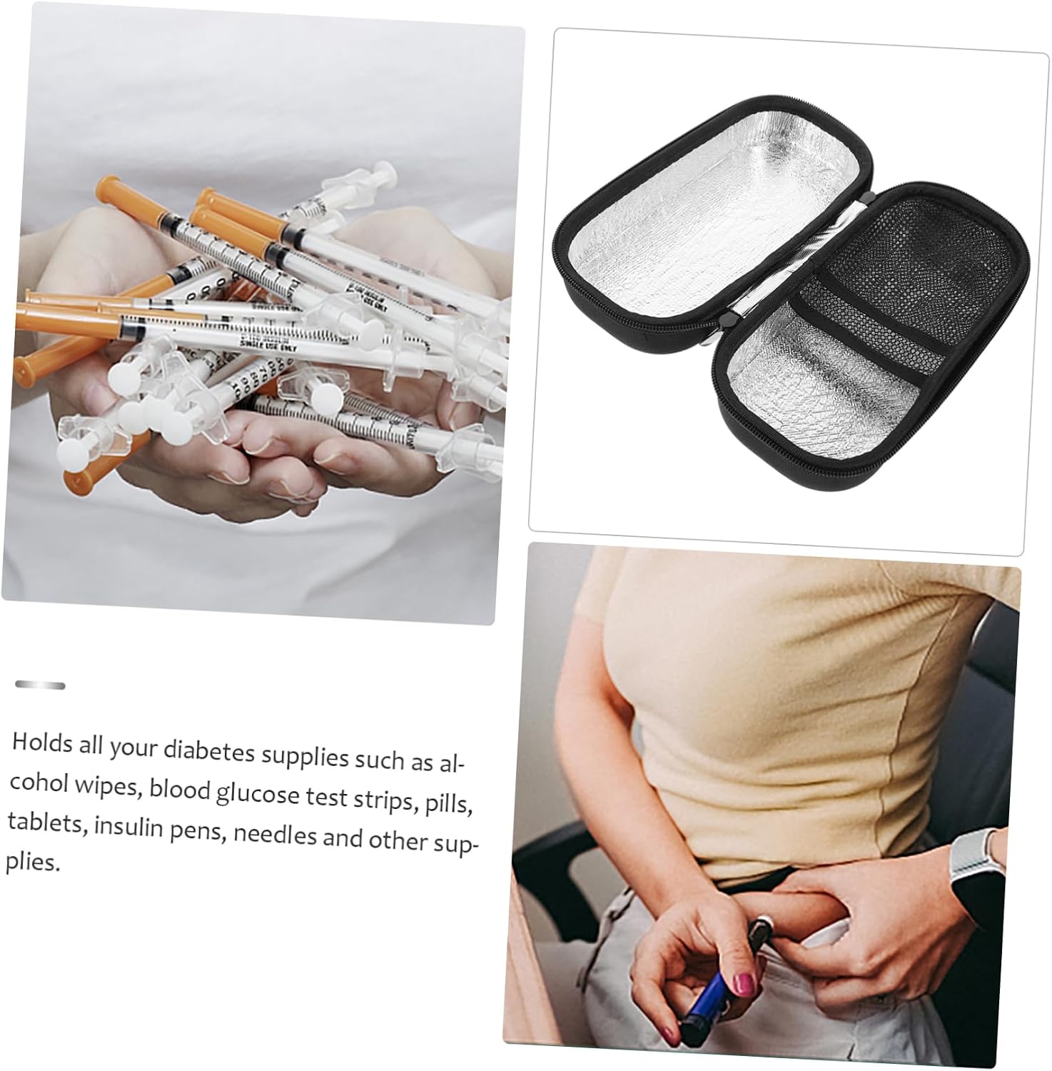 SECFOU Insulated Diabetic Medicine Bag Portable Eva Insulin Travel Case with Thick Padding Compact Zippered Organizer for Diabetes Supplies for Travel and Daily Use