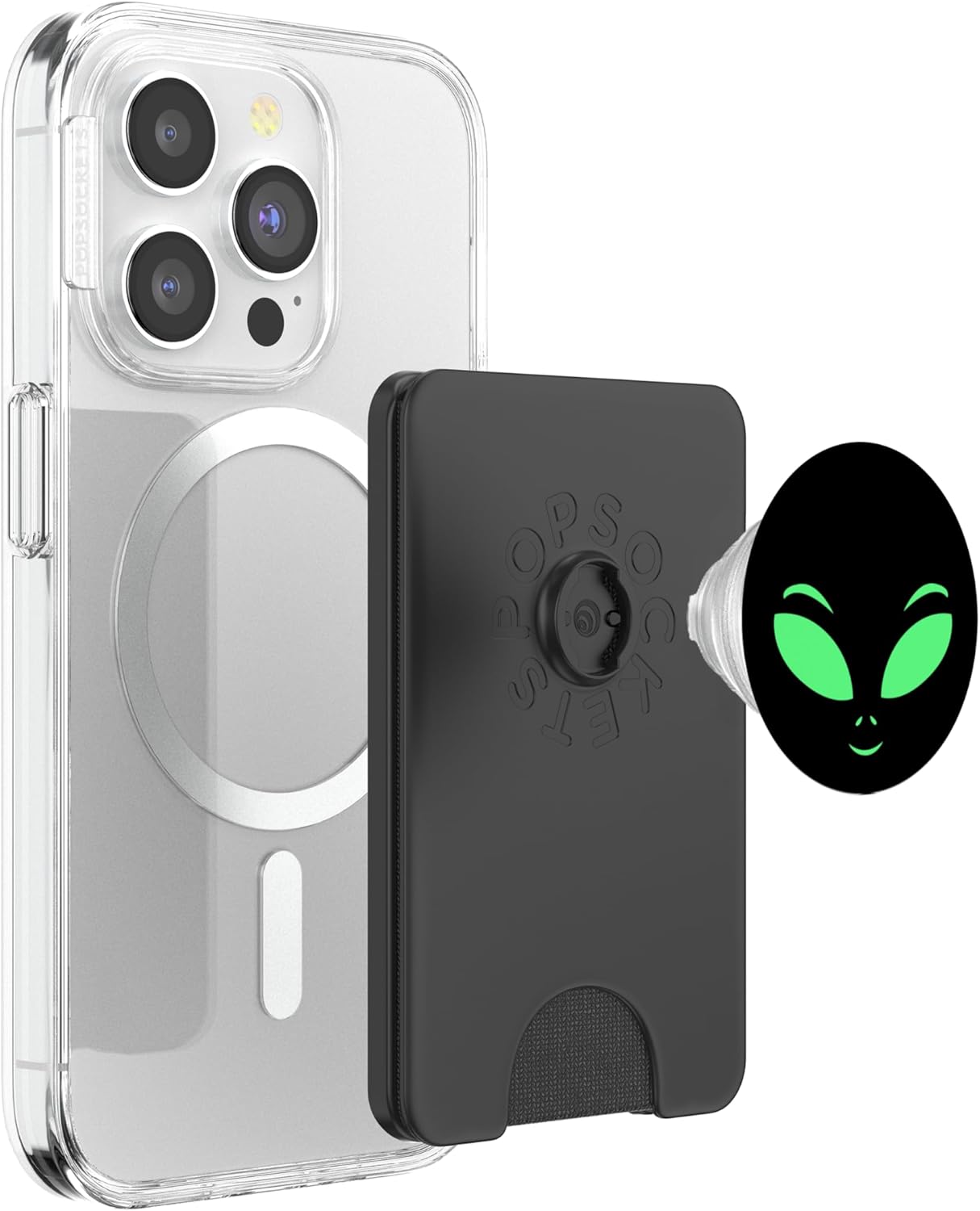 Unique Space Alien Lime Green & Black for Wireless PS20061 PopSockets PopWallet for MagSafe