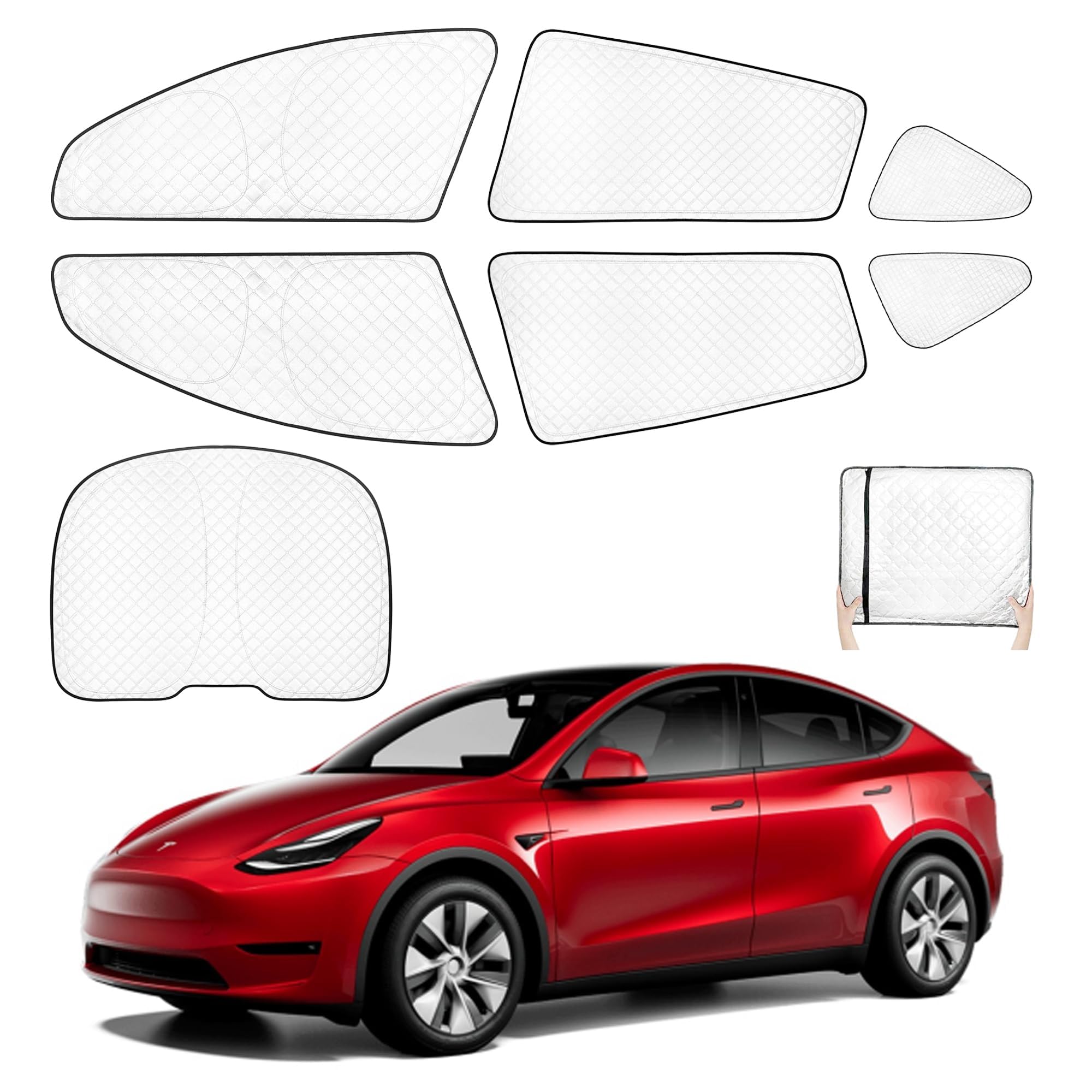 Photo 1 of 5 Layer Window Sun Shade for Tesla Model Y 2016-2024 Upgraded Privacy Protect Side Sunshade with Rear Sunshade & Triangular Sunshade for Baby/Camping (7PCS) Tesla Model Y Window Sun Shade (7PCS)