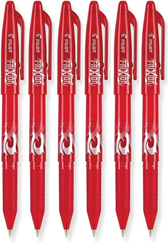 Pilot FriXion Ball - Bolígrafos de gel borrables de 0.028 in, punta fina, tinta roja, paquete de 6