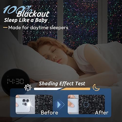 Miniatura 34 de rabbitgoo Película de privacidad para ventana, vidrieras de arcoíris para ventanas de vidrio, cubierta decorativa de puerta de adherencia estática