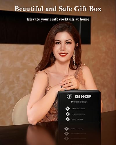 Miniatura 9 de Vasos de Martini, juego de 4 vasos de cristal sin plomo, 9 onzas, vasos de cóctel soplados a mano, copas de champán de lujo para Espresso Martini,