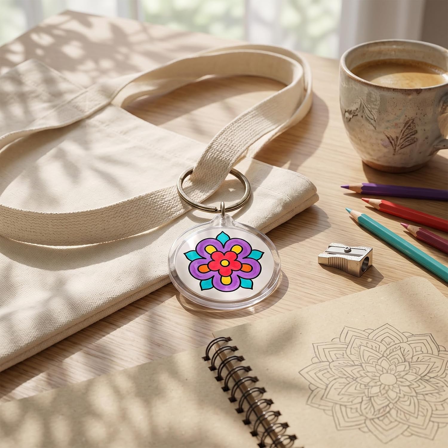 MTLEE 24 Pcs Mandala Crafts Color Your Own Keychains Mandala Paint, Acrylic image 4