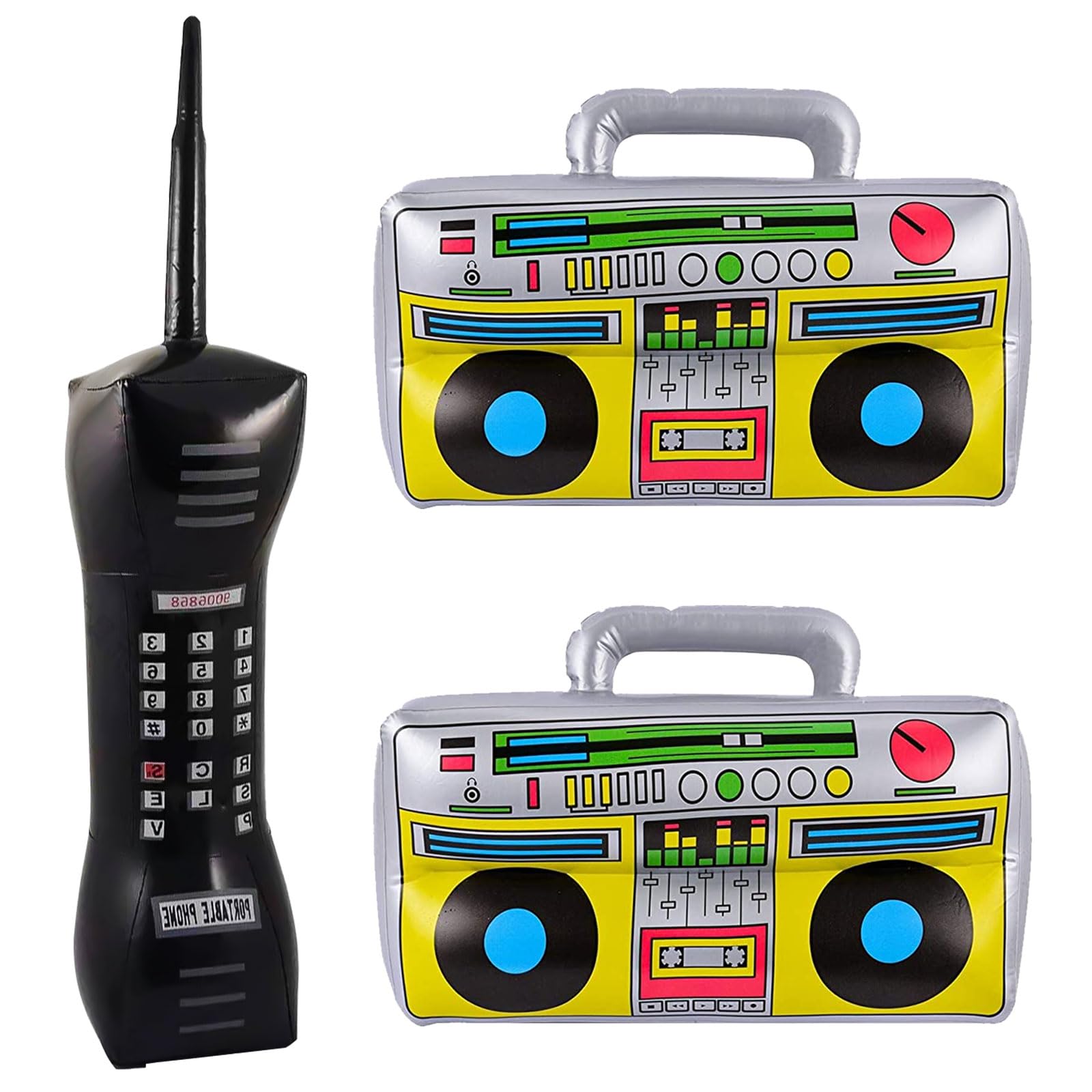 UILYNIU 3 Pcs Inflatable Boom Box, Inflatable Retro Mobile Phone, Inflatable Party Decorations Favors