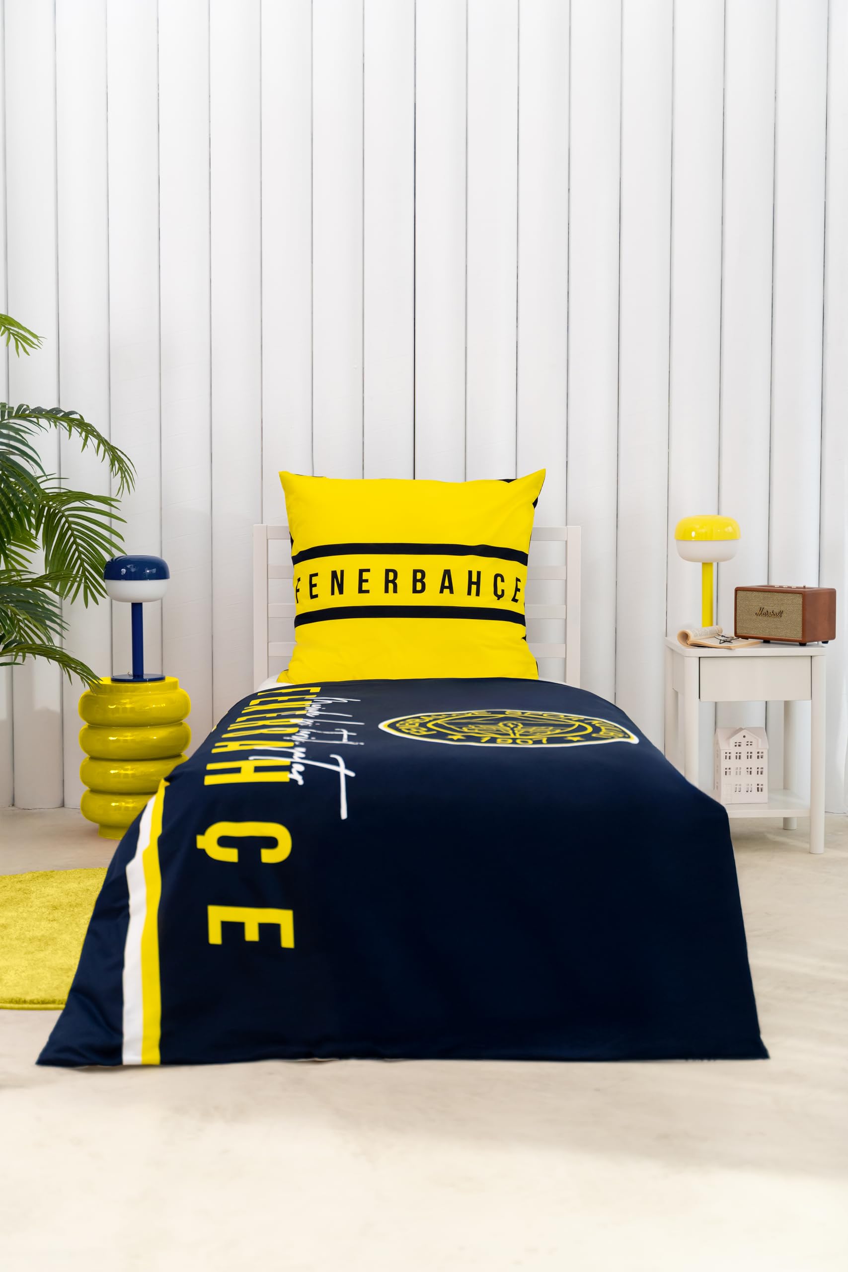 TAÇ Fenerbahçe Bettwäsche-Set 2 teilig - Bettwäsche 135x200 und Kopfkissenbezug 80x80-100% Baumwolle Super Weich - Doppelseitiger Kinder Bettwäsche für Jungen und Mädchen