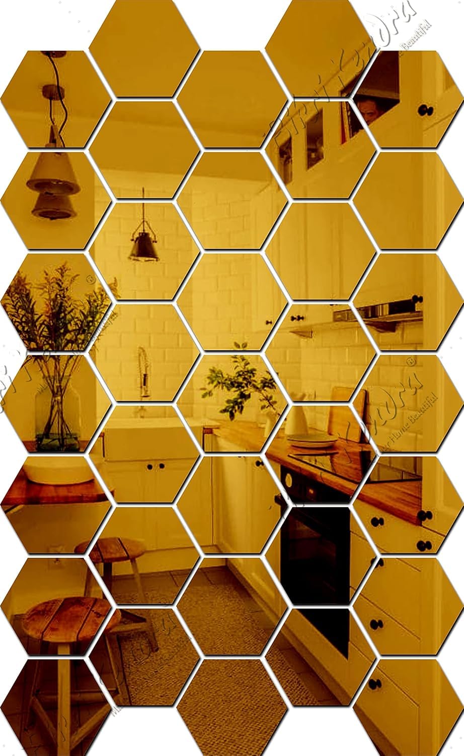Bikri Kendra - Hexagon Mirror Stickers for Wall,Hexagon Mirror Wall Stickers,Acrylic Mirror Wall Decor Sticker, Hexagonal Mirror Wall Sticker, Wall Stickers for Hall,Room,Office. (Pack of 30, Golden) (B08DP526SN) Amazon Price History, Amazon Price Tracker