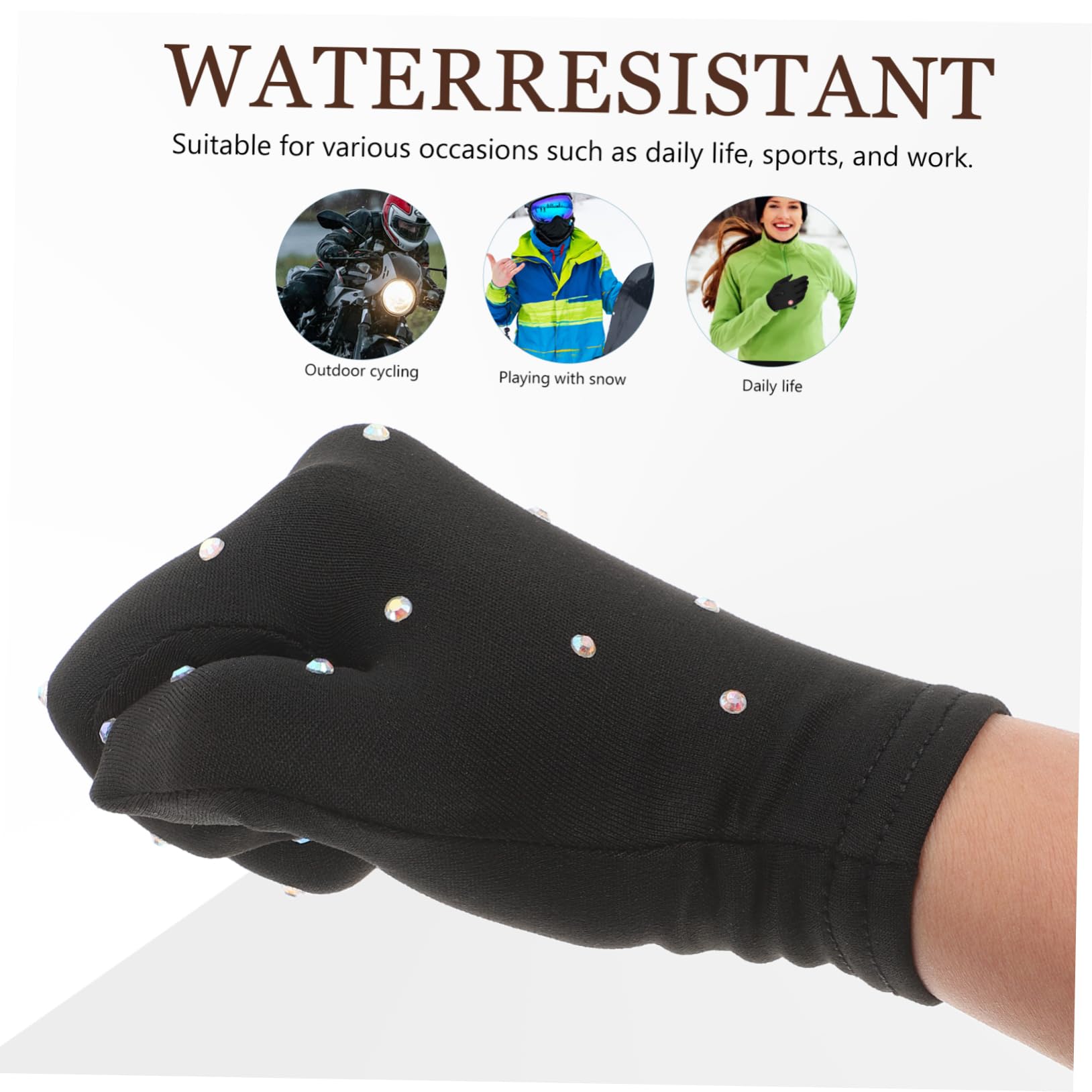 5 Paare Eiskunstlaufhandschuhe Handschuhe greifen Frauen mit Goldhandschuhen Figur Skating-Handschuhe Bühnenhandschuhe für Mädchen Mädchen-Eislaufhandschuhe-Bühne Schwarz