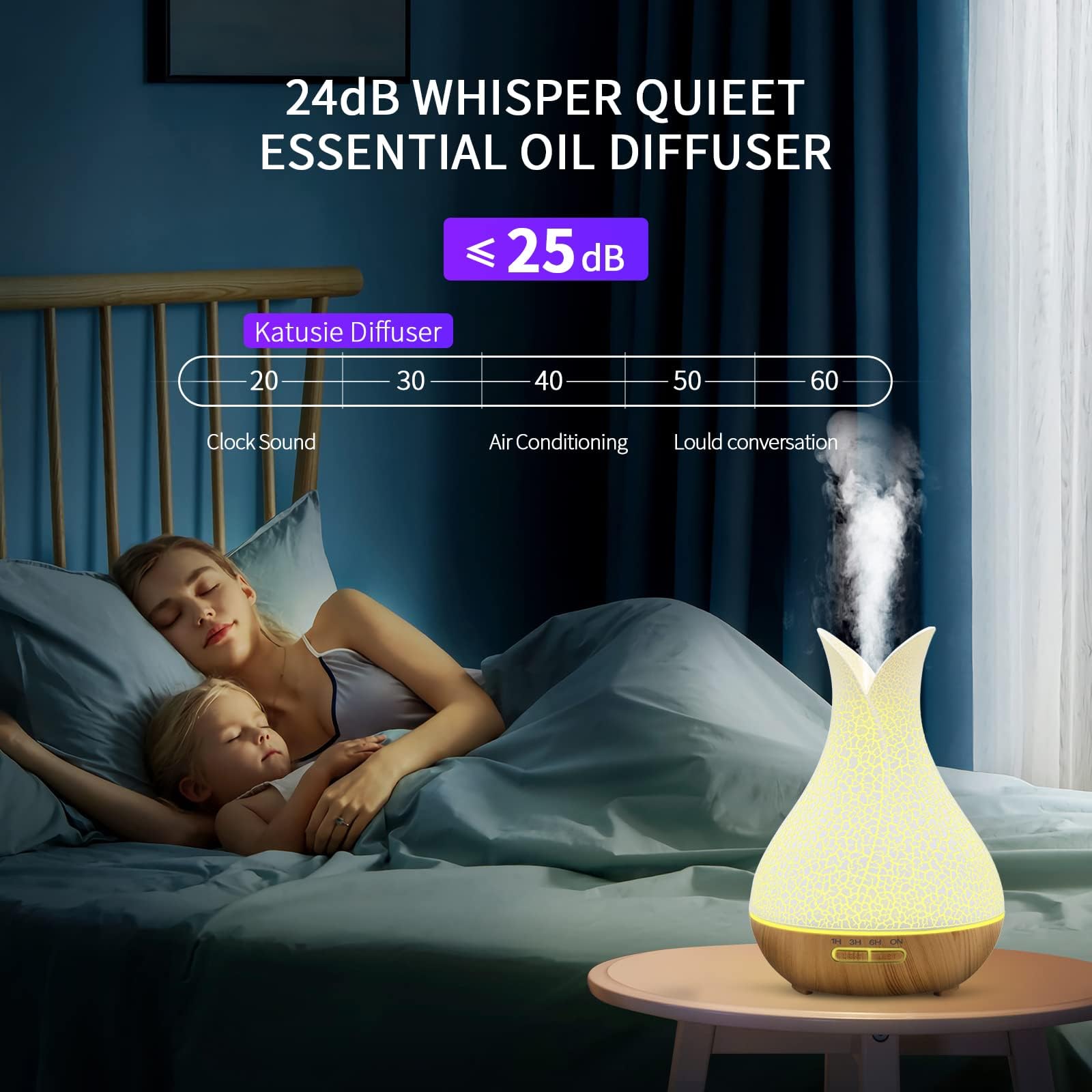 Diffusore di OLI essenziali, diffusore di aromaterapia a ultrasuoni da 500 ml con 7 luci d'ambiente 4 Timer telecomando autospegnimento Senza acqua, diffusori umidificatore per la casa Grande Stanza