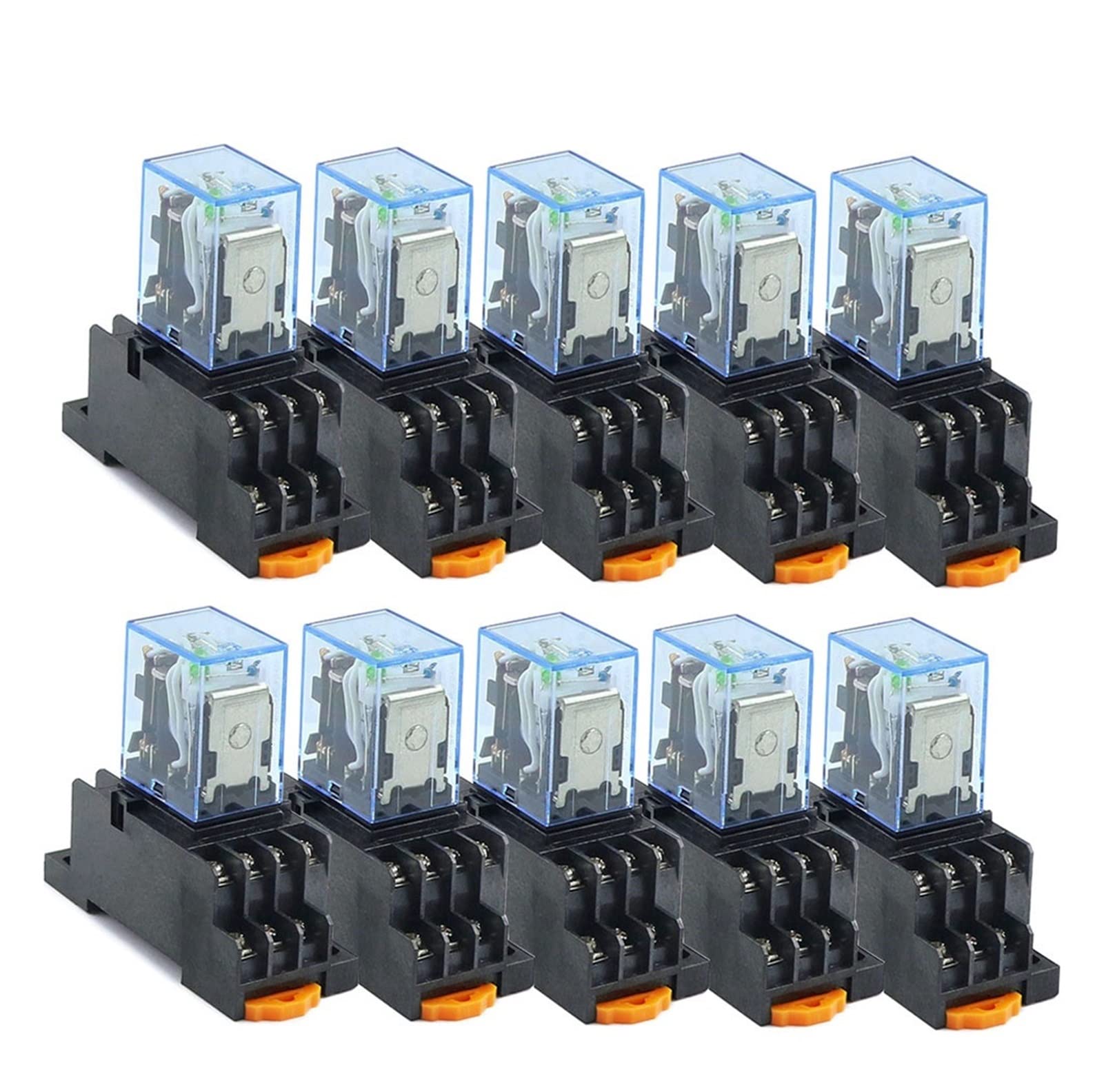 relais 1 0pcs my4n DC12V AC12V DC24V AC24V Spule 5a 4no 4NC LED Indikatorleistung Relais LÄRM Schiene 14 -Pin -Zeitrelais mit Sockelbasis Elektronische Komponenten ( Current Range : DC , Size : 12V )
