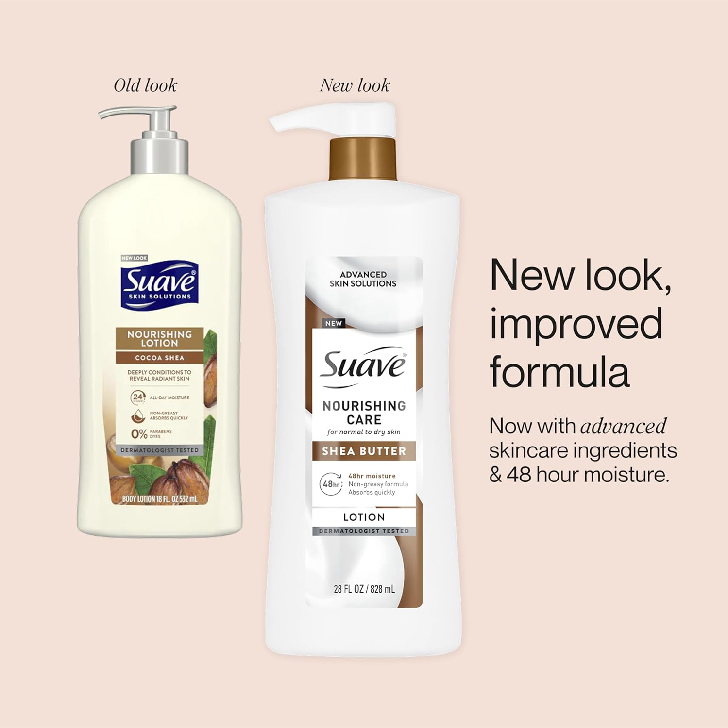 Suave Nourishing Care Hand & Body Lotion with Shea Butter for Women, Deep Moisture for Dry Skin, Fast Absorbing, Allergen Free Moisturizing Cream, 28 FL OZ, 4 Pack - Image 5