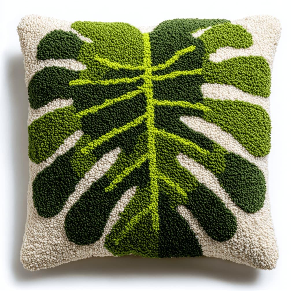 Kitquiver Latch Hook Kits Donkey for Adults,Leaf DIY Latch Hook Cushion Kits and Latch Rug Kits Cross-Stitch Embroidery Cushion Cover for Home Sofa Decoration 17X17 in