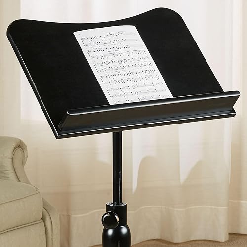 Miniatura 5 de Touch of Class Parke - Soporte para hojas de música, madera, color negro, ajustable, para directores, atril de biblioteca para atlas, diccionario,