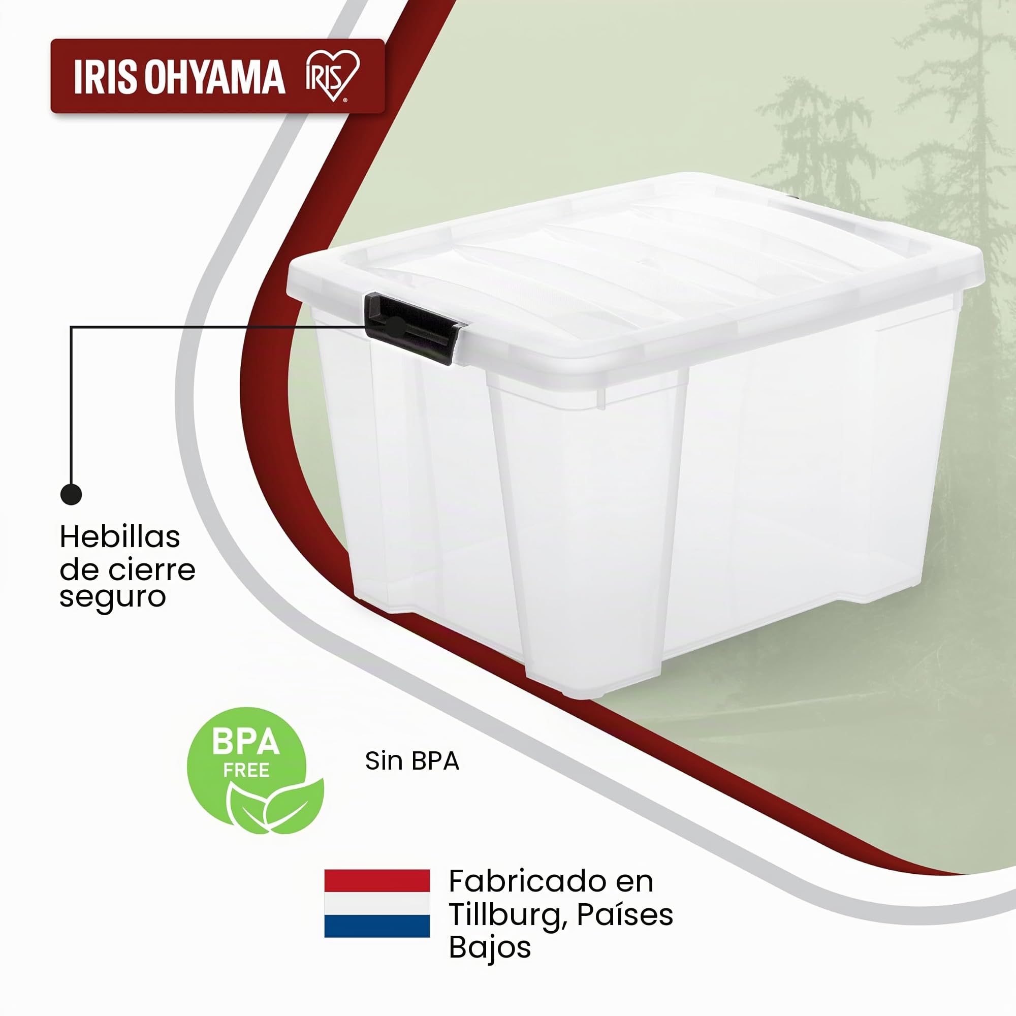 Iris Ohyama, Caja de plástico, Lote de 4 cajas de 30L - HB-30 - Transparente, A43 x P35 x A25,5 cm