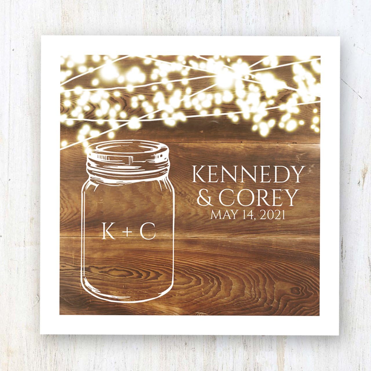 Country Sparkler Personalized Luncheon Napkins / 100 White Paper Uncoined Rustic Lights Napkins With Choice Of Font / 6 1/2'' x 6 1/2'' Folded Custom Napkins/Made In The USA