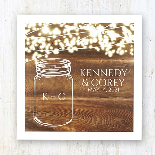 Miniatura 4 de Country Sparkler - Servilletas de cóctel personalizadas, 100 servilletas de papel blanco sin acuñar con luces rústicas con personalización, 4 34 x 4