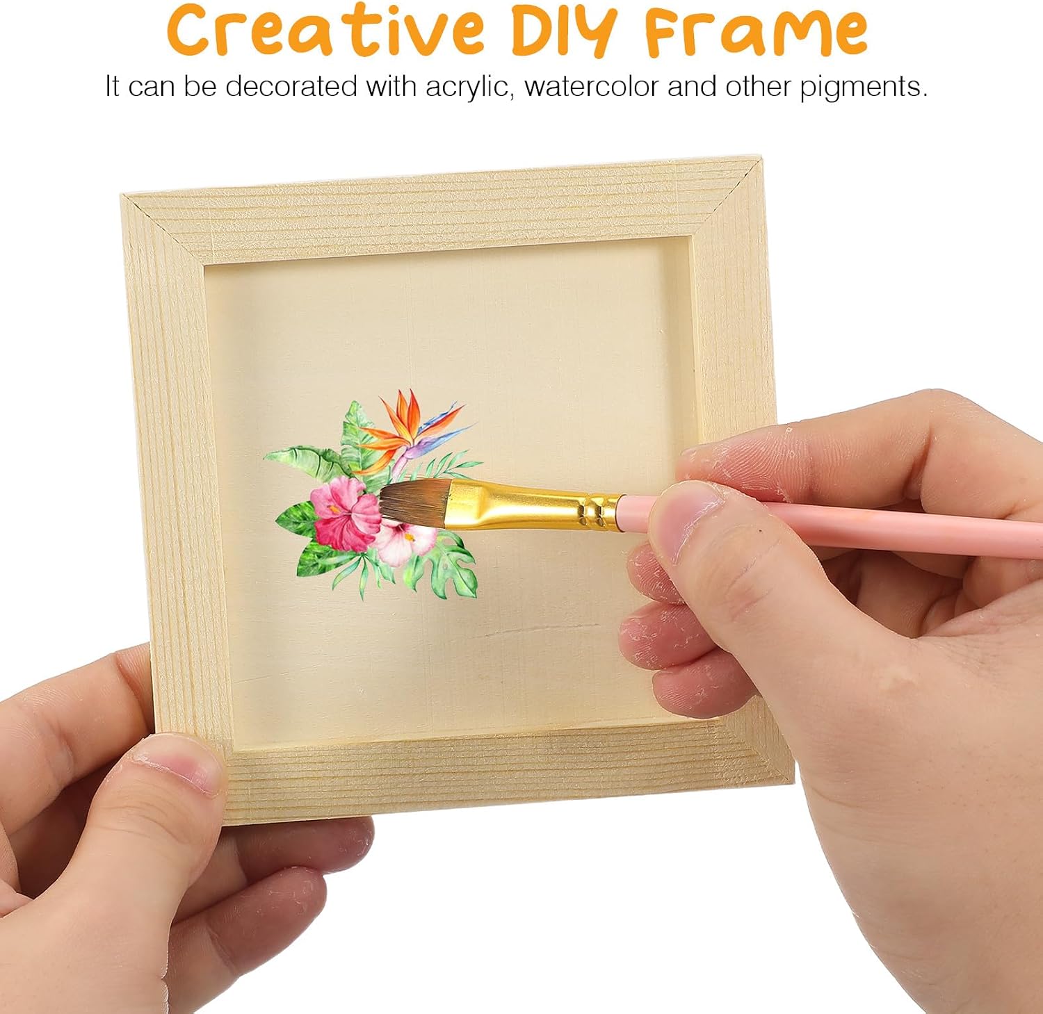 Amosfun 6 pack Unfinished Wood Picture Frames 4.72 X 4.72 X 0.31 in Diy Painting Frame for Projects Blank Photo Holders for Watercolor Clay Pigment Home Decor