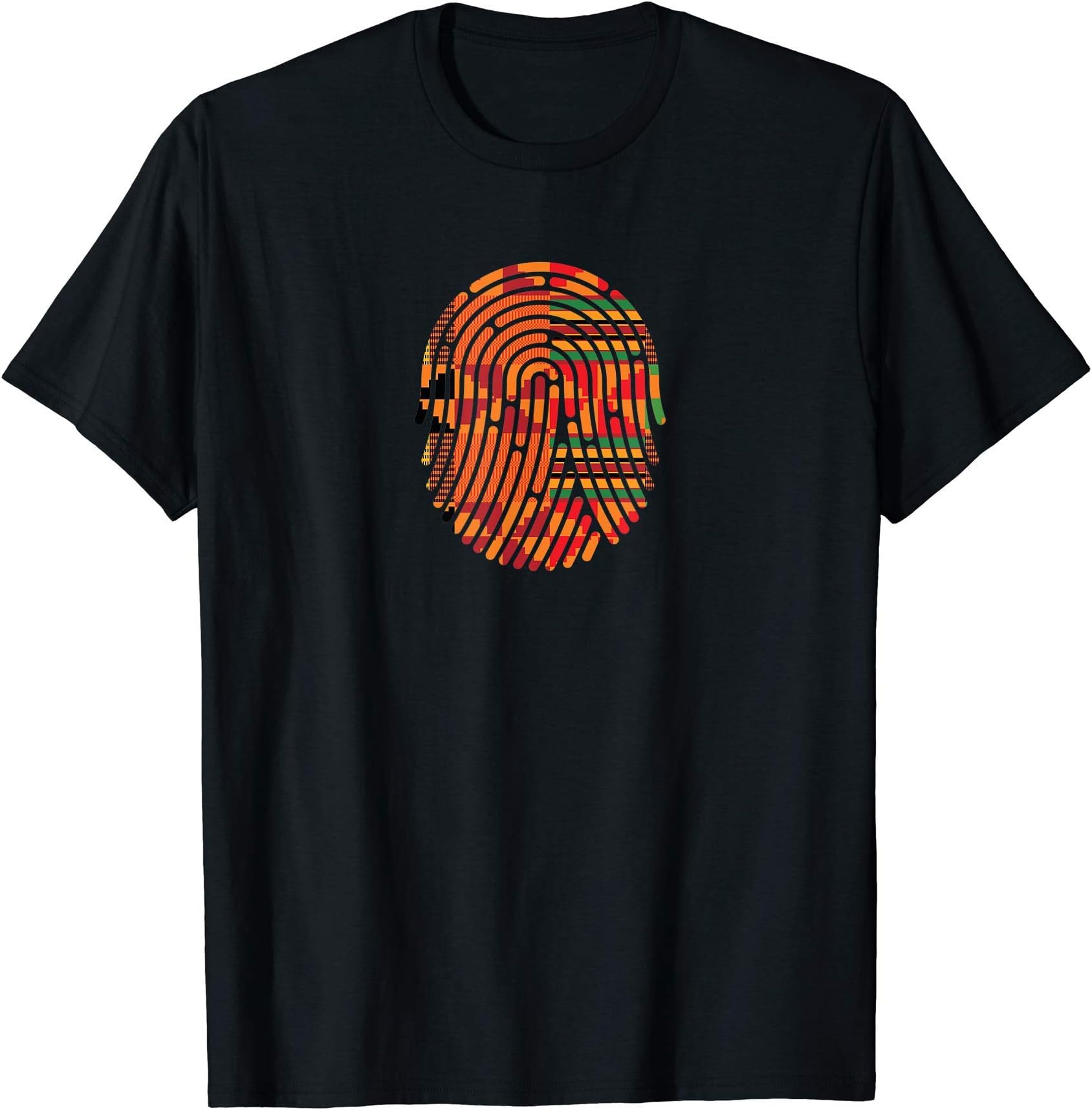 Kente VibesAfrican Fingerprint in Kente Pattern, Cultural Ghana Style T-ShirtOEKO-TEX STANDARD 100