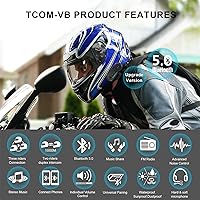 Vista 2 de FreedConn Auriculares Bluetooth para motocicleta TCOM VB - Altavoces para casco de motocicleta, 3 riders Paring 800M 2 Riders Talking Helmet