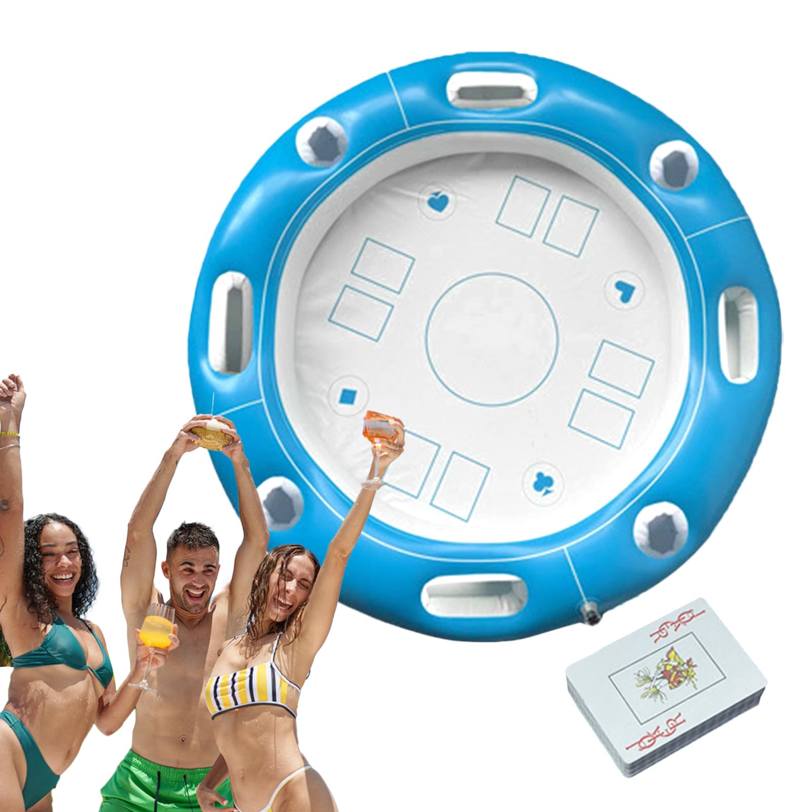 Tavolo galleggiante per giochi, portabicchieri, carte incluse, intrattenimento | Tavolo da piscina per spiaggia, parco acquatico, hotel, adulti, uomini, donne, famiglia