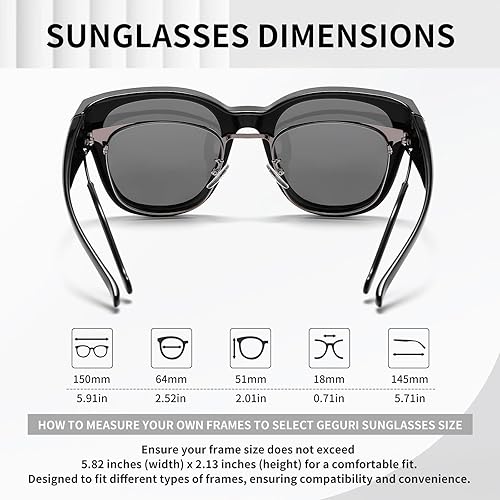 Miniatura 3 de Lentes de sol polarizados para mujeres y hombres, lentes de sol cuadrados envolventes con protección UV400 para conducir