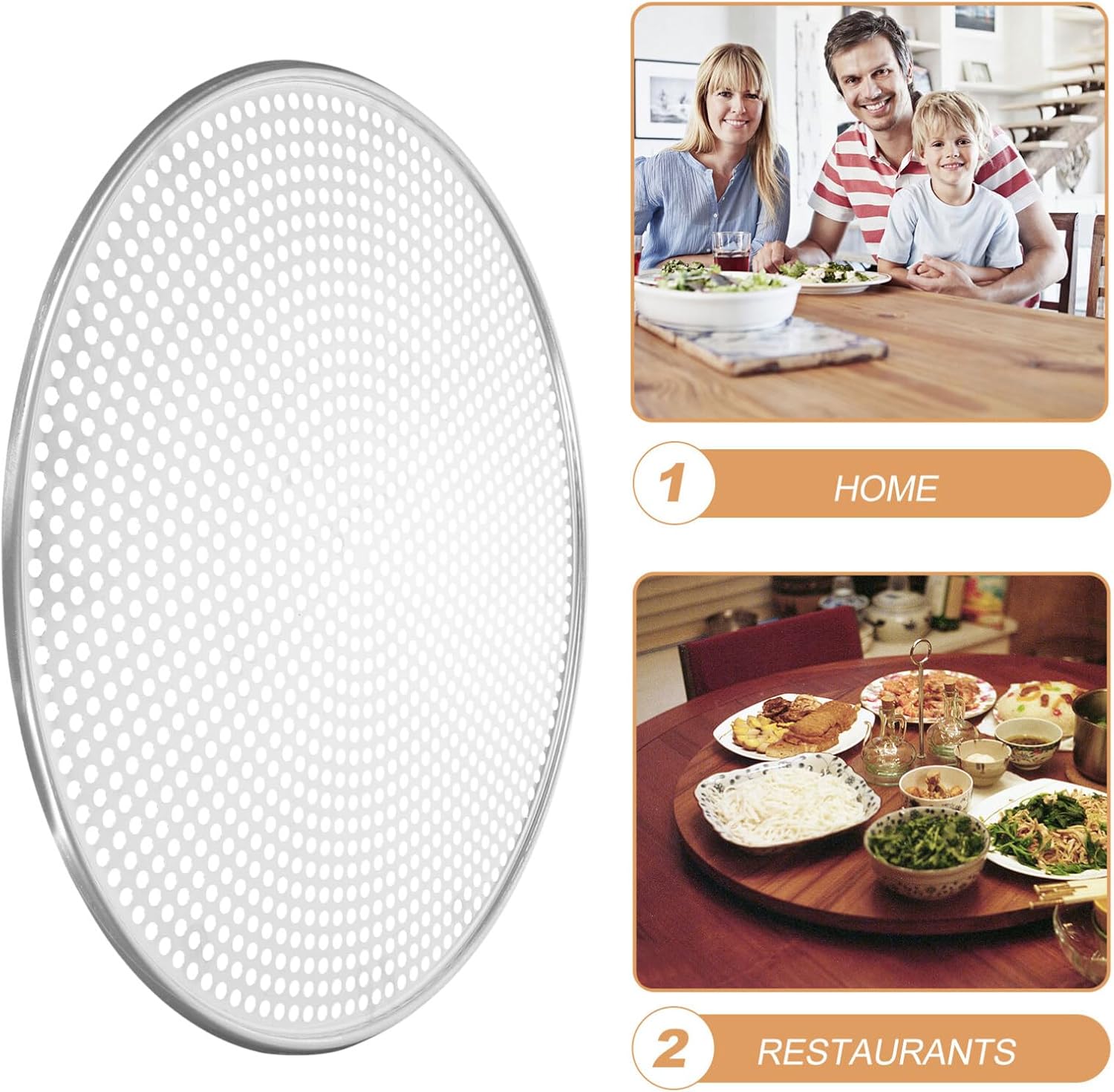 HEMOTON Pizza Oven Pan, 17 Inch Pizza Crisper Pan with Holes, Pizza Tray Round Pizza Oven Pan for Home Restaurant Pizzeria, Easy Clean & Dishwasher Safe (Silver)