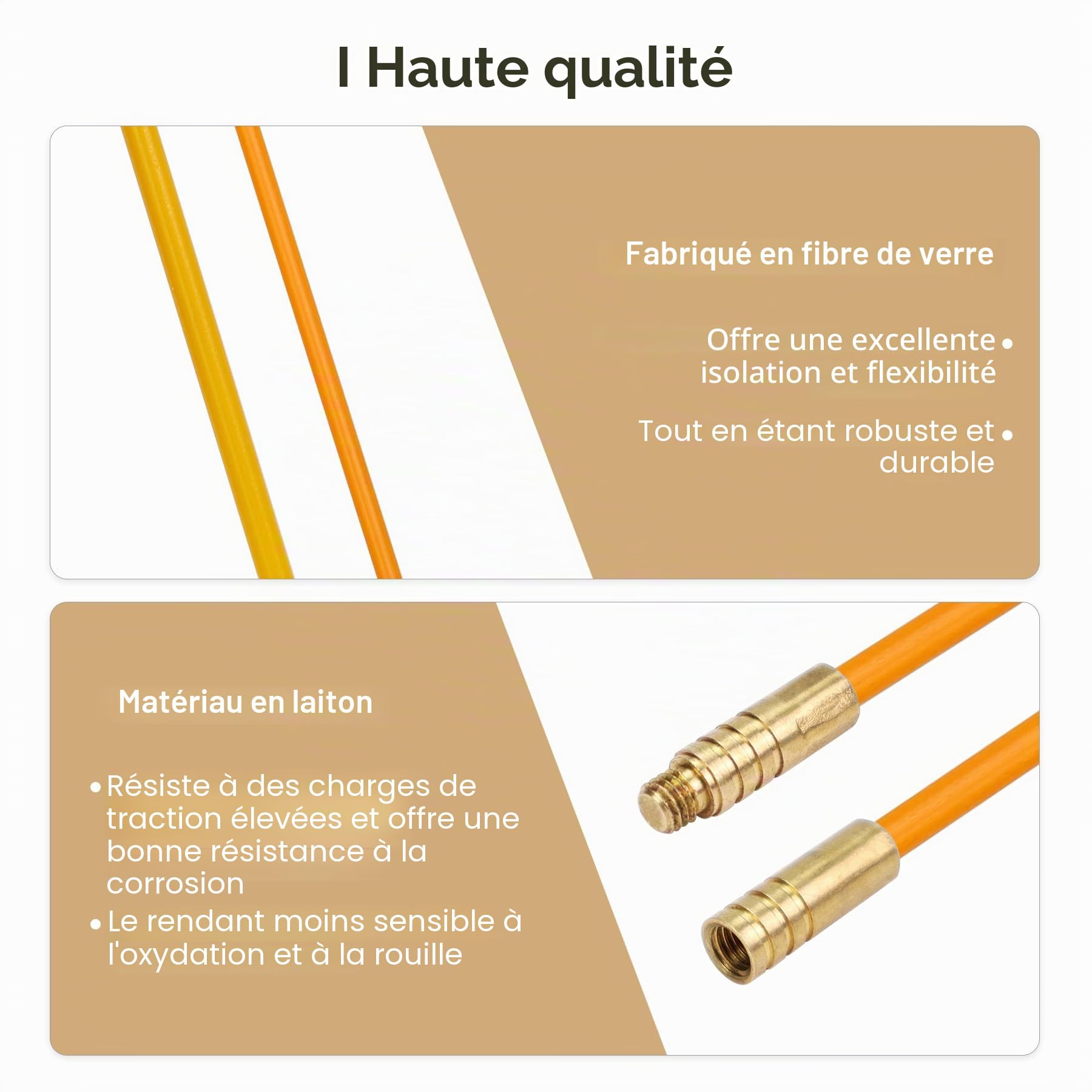Jeu de baguettes tire-fils 10m avec accessoires,Tire fil électriques 100cm x 10 pièces,Kit d’installation pour câble, Nylon