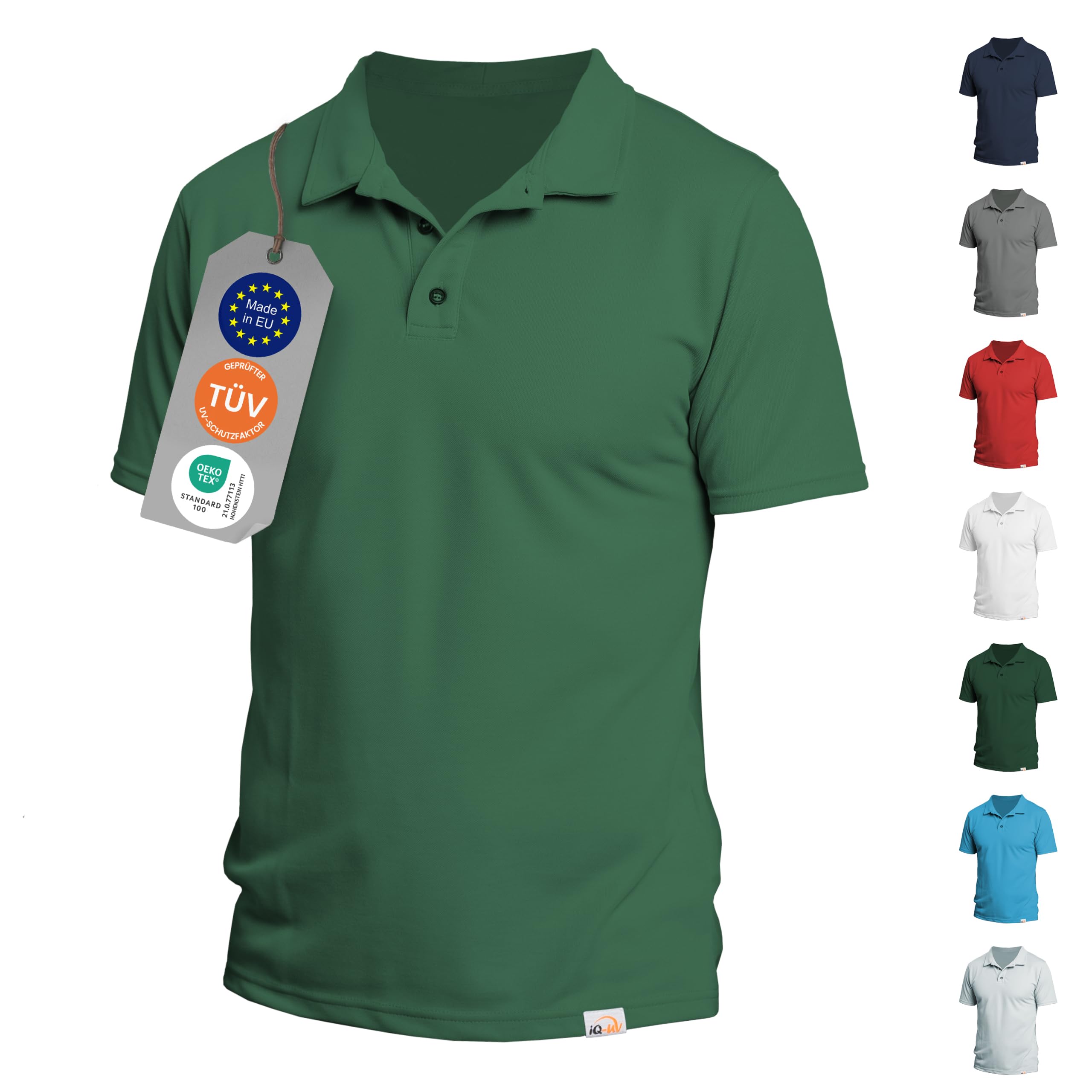 iQ-UV Poloshirt Herren Kurzarm – Hochwertiges Polo Shirt für Herren Kurzarm mit UV Schutz aus recyceltem Material – Ideal zum Golfen, Segeln, oder Wandern – Atmungsaktiv und stilvoll
