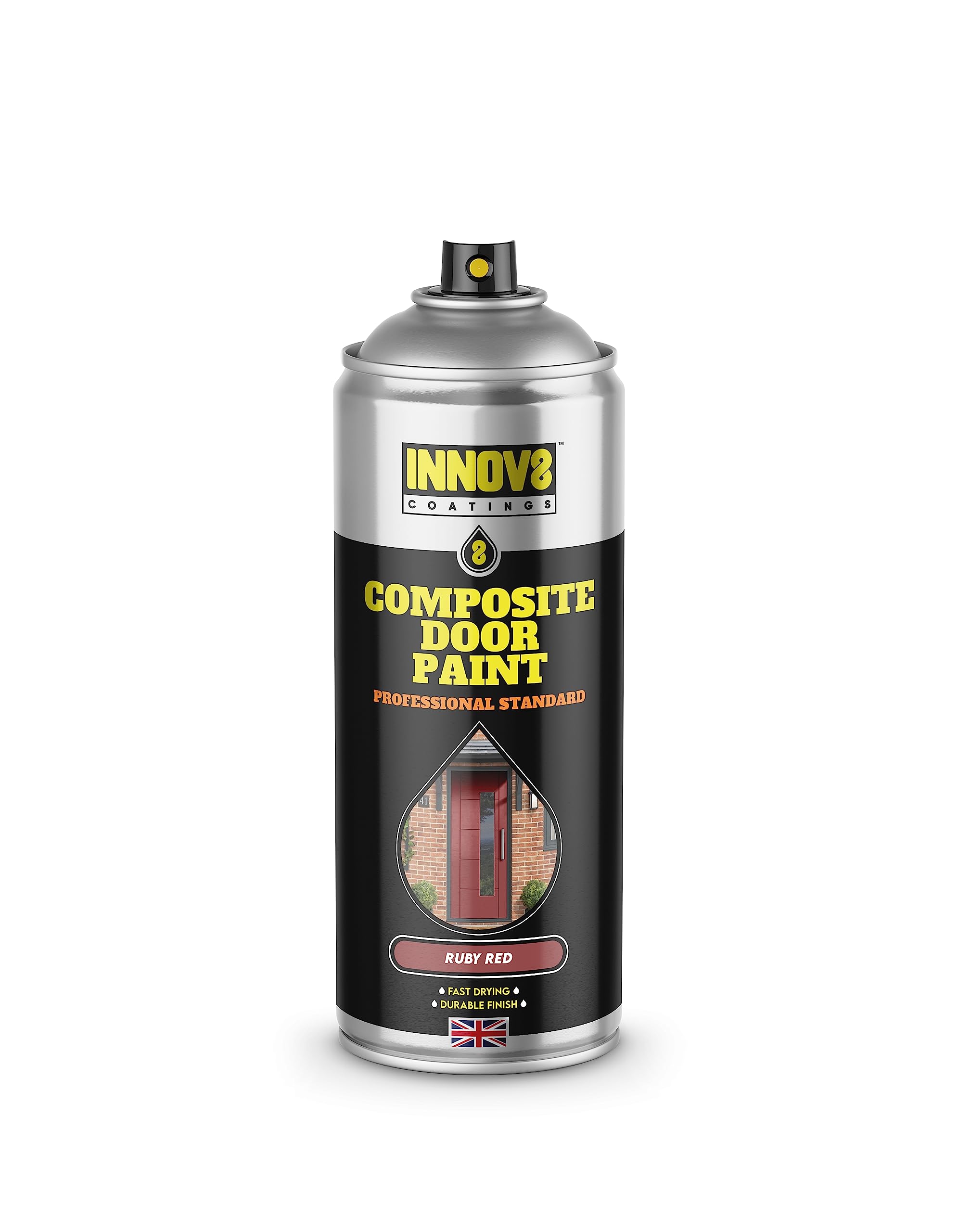 COMPOSITE DOOR SPRAY PAINT - DIY - NO PRIMER OR TOP COAT - SATIN - 1 x 400 ml - AEROSOLS - Black, Blue, Cream, Green, Grey, Oak, Red, White - Professional Standard - Fast Dry (Ruby Red)