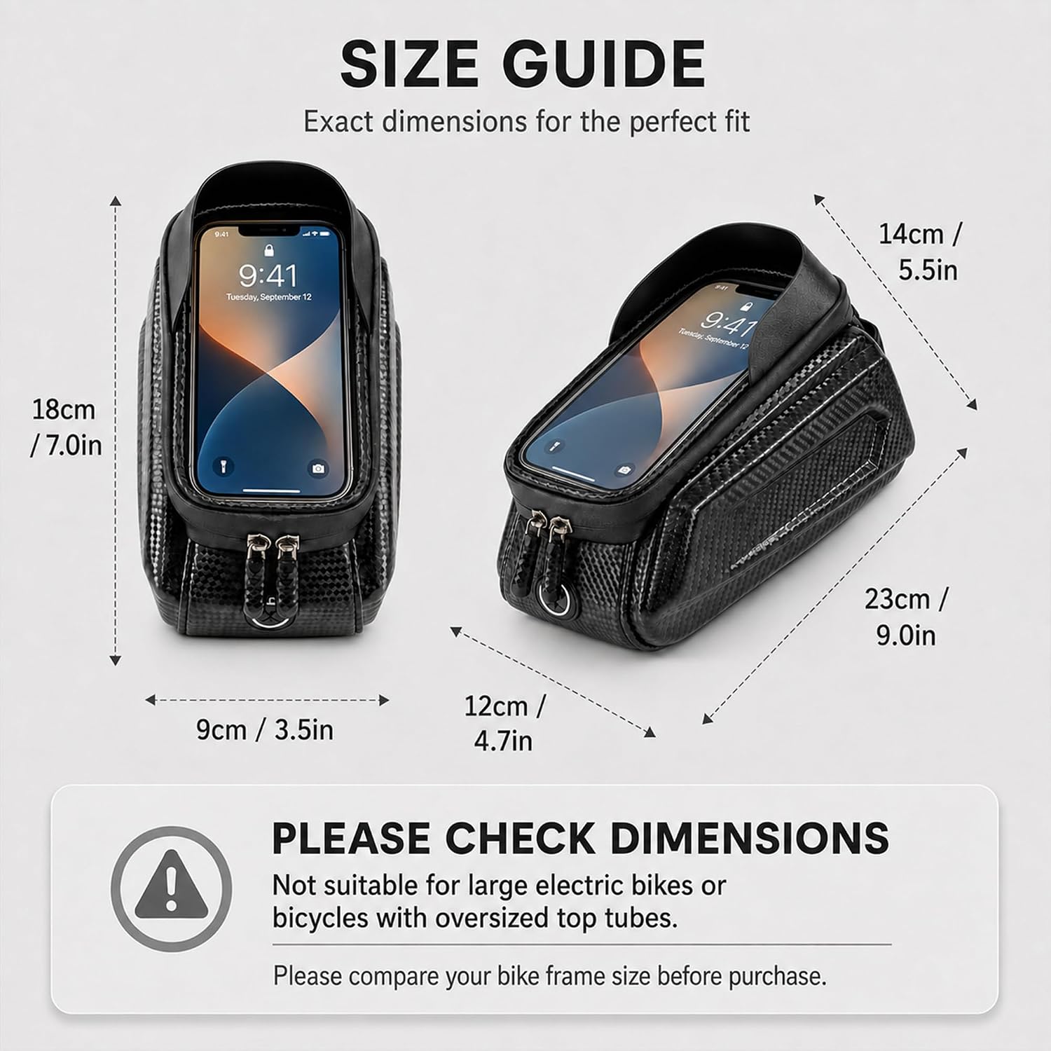 Susbie Bike Frame Bag,Waterproof EVA Hard Shell,Bike Phone Mount Holder Bag
