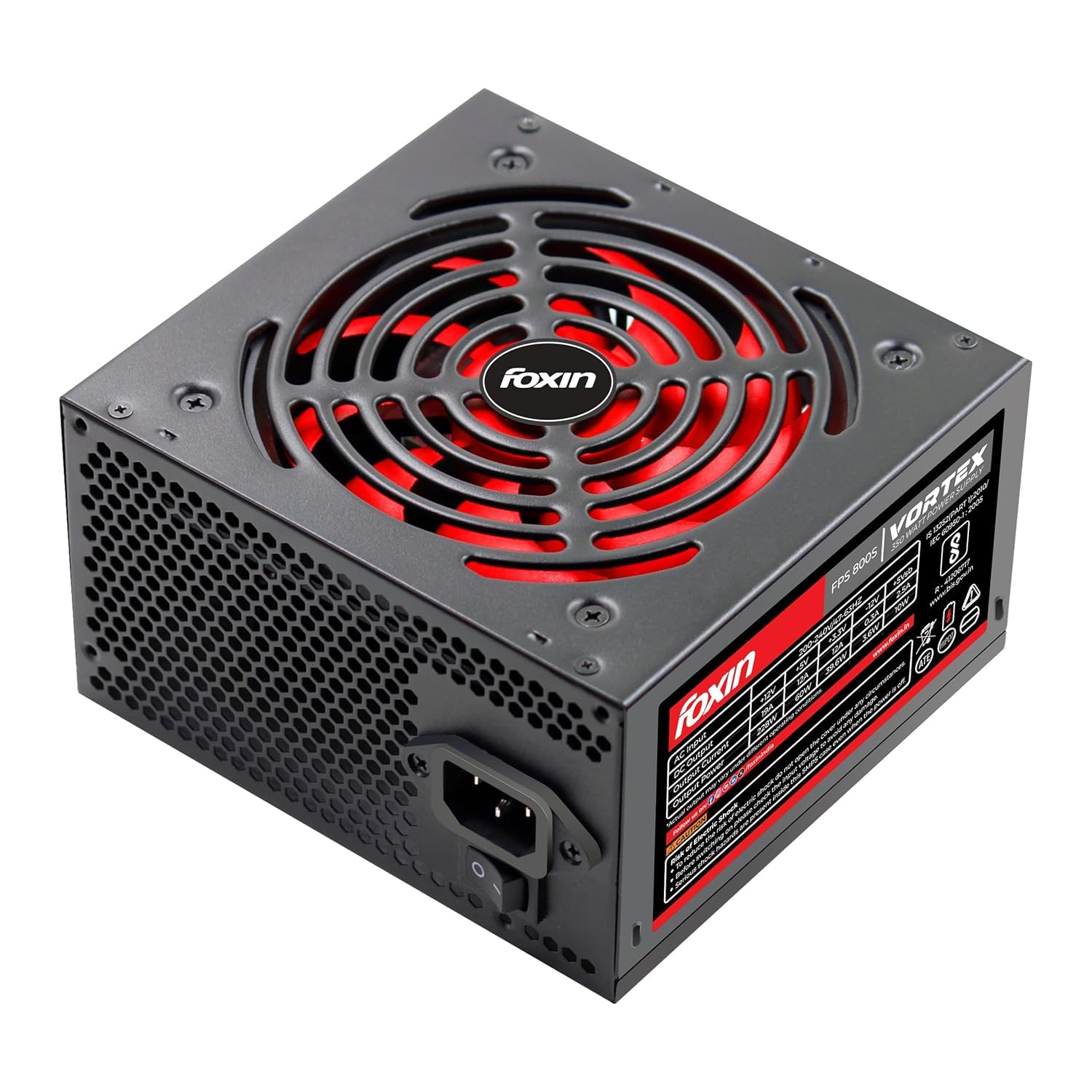 350W Vortex FPS-800S ATX SMPS Power Supply | 20+4 Pin, PCIe 6+2, 3X SATA, 2X Molex | 120mm Low Noise Fan | Power-Protection PSU with 1.2m Cable | for Regular Use PC, Gaming, Office-image-26