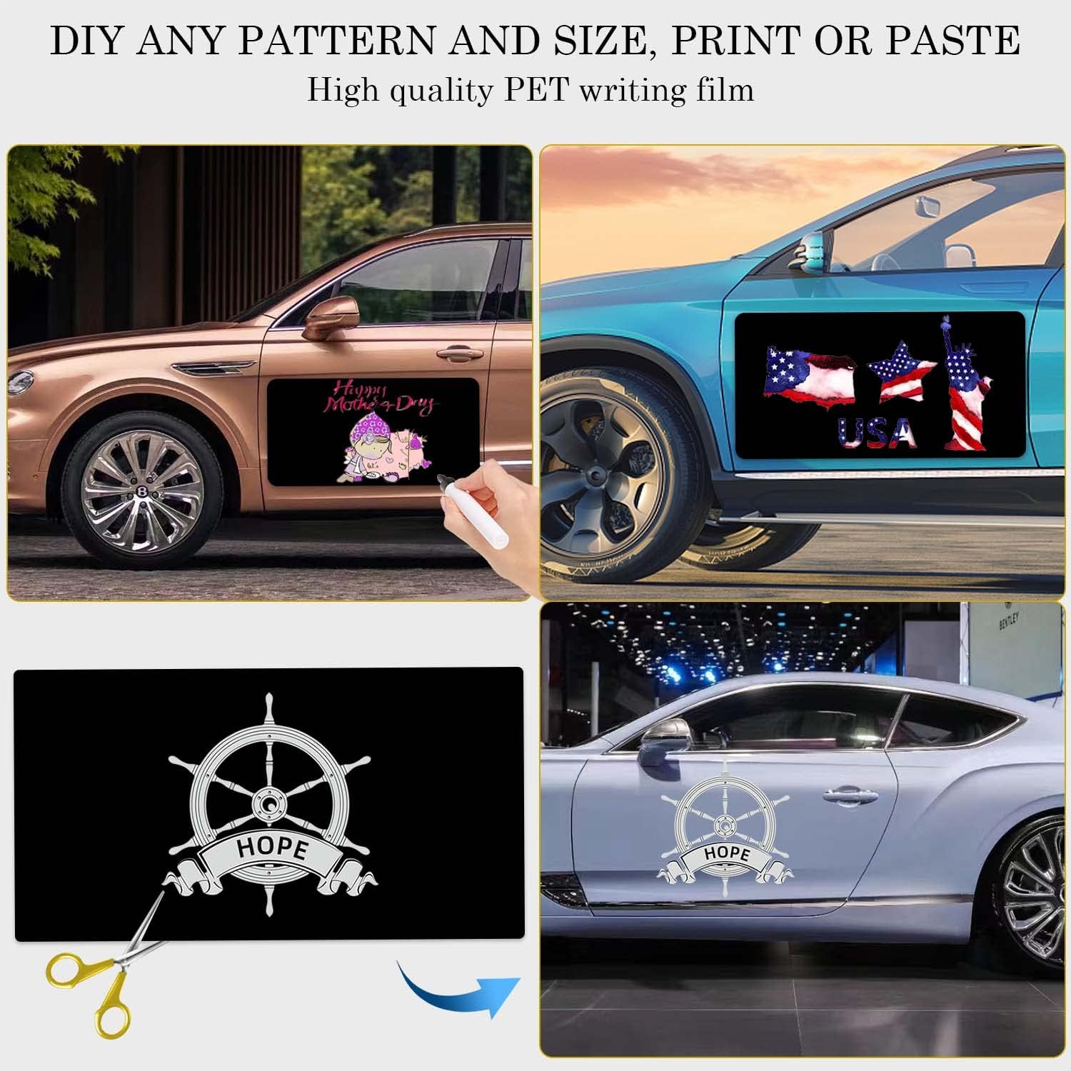Black Blank Car Magnets with 40 mils, 2 Pack 24” x 17” Car Door Magnet, Rounded Corners Magnetic Vehicle Sign for Advertise Business and Cover Company Logo