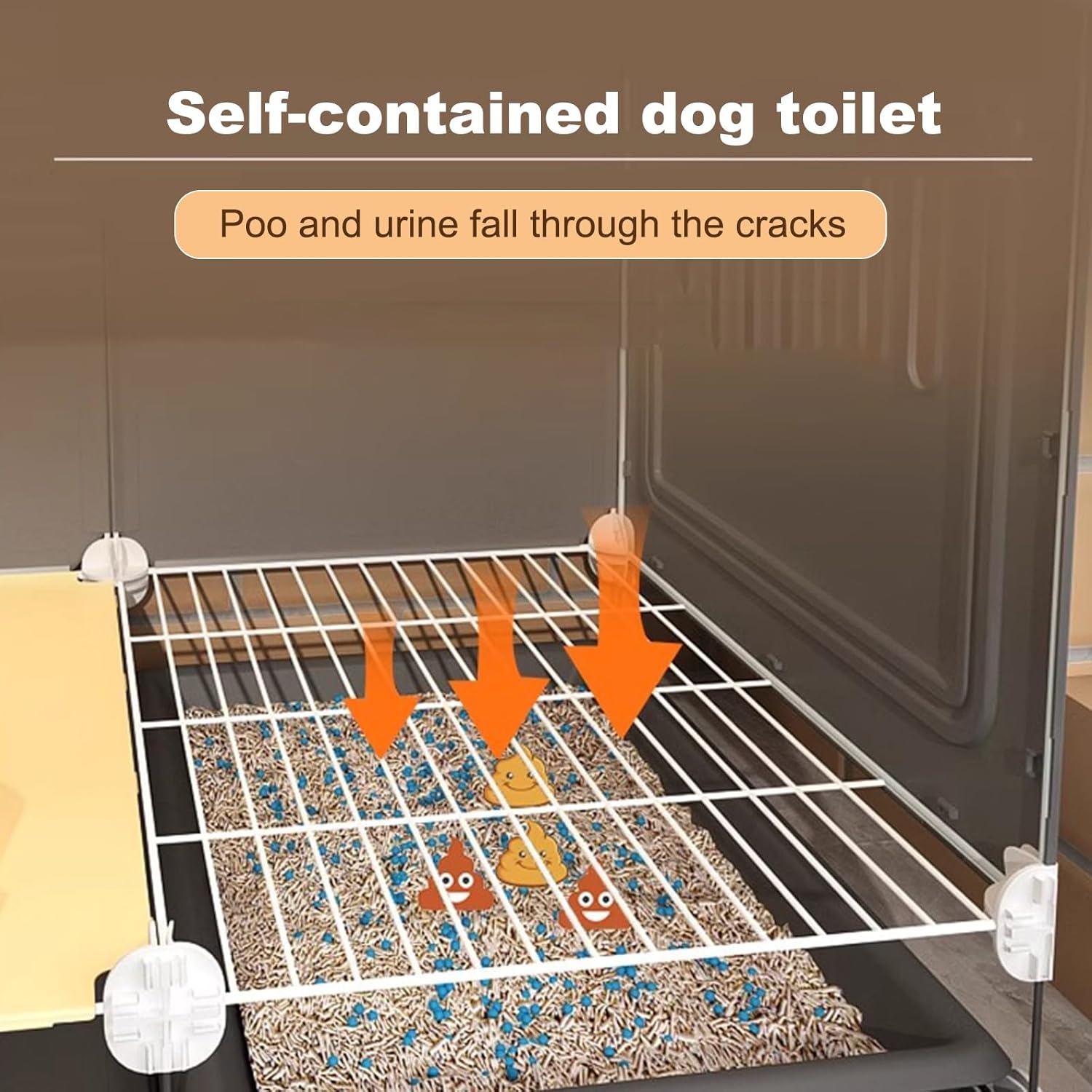 White Dog Crate with Separate Toilet, Easy Clean Pull-Out Tray, Ideal for Small Dogs, Pet Crate with Hygiene Features, Space-Saving Design, Comfortable & Convenient