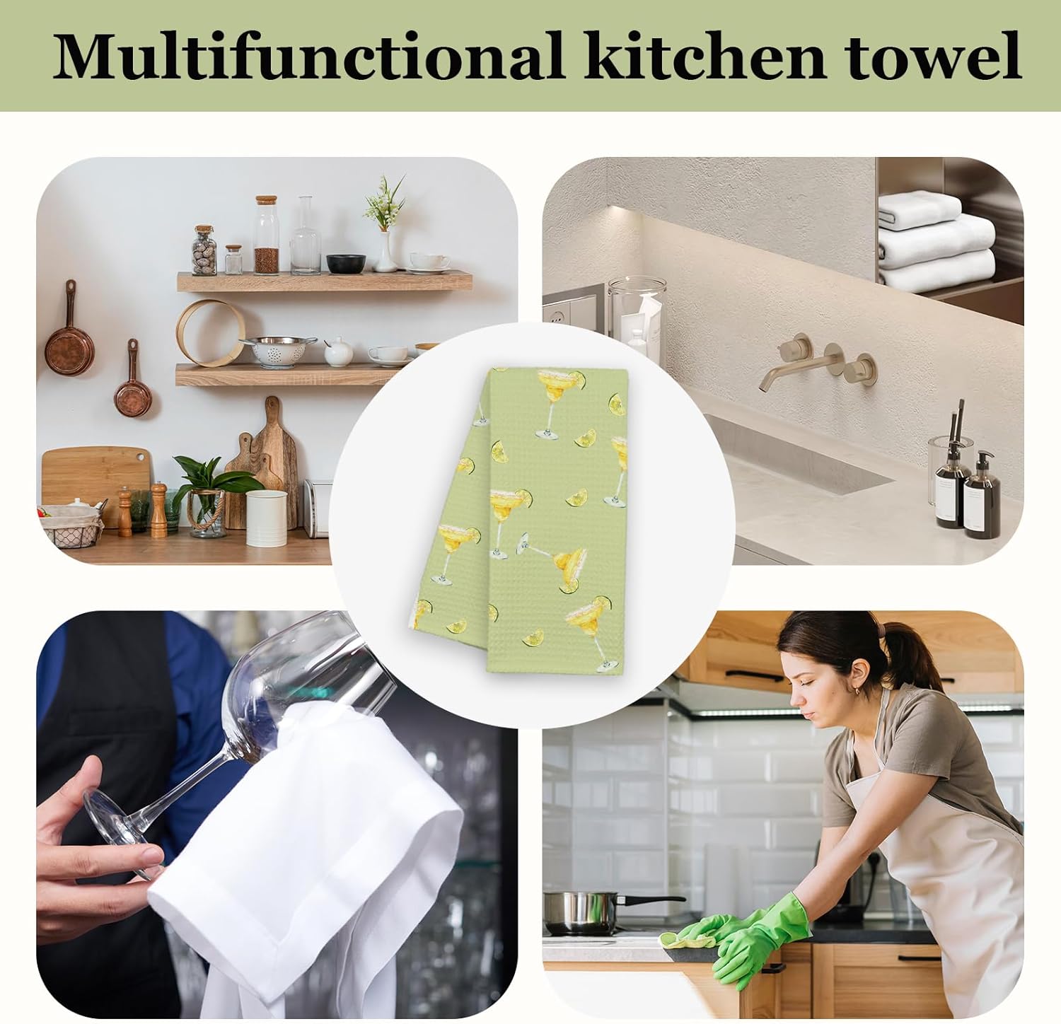 Funny Wine Kitchen Towels Dish Tea Towels for Kitchen, Absorbent Reusable Towel Home Decor Hand Towel, Thanksgiving Gift for Wine Lovers Martini Decor for Bar Home 16 x 24 Inch - B19 - Image 6