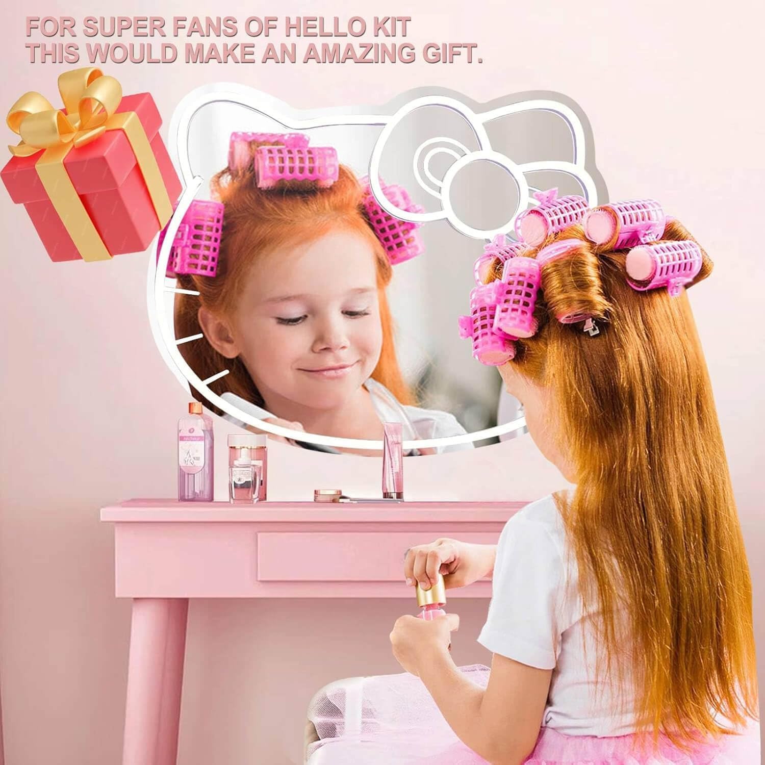Hello Kit Mirror,Dimmable Hello Kit Vanity Mirror with Lights 200+ Kinds of Color,Acrylic Hello Kit Led Mirror with Remote & App Control, Kit Neon Mirror Wall, Children's Favorite