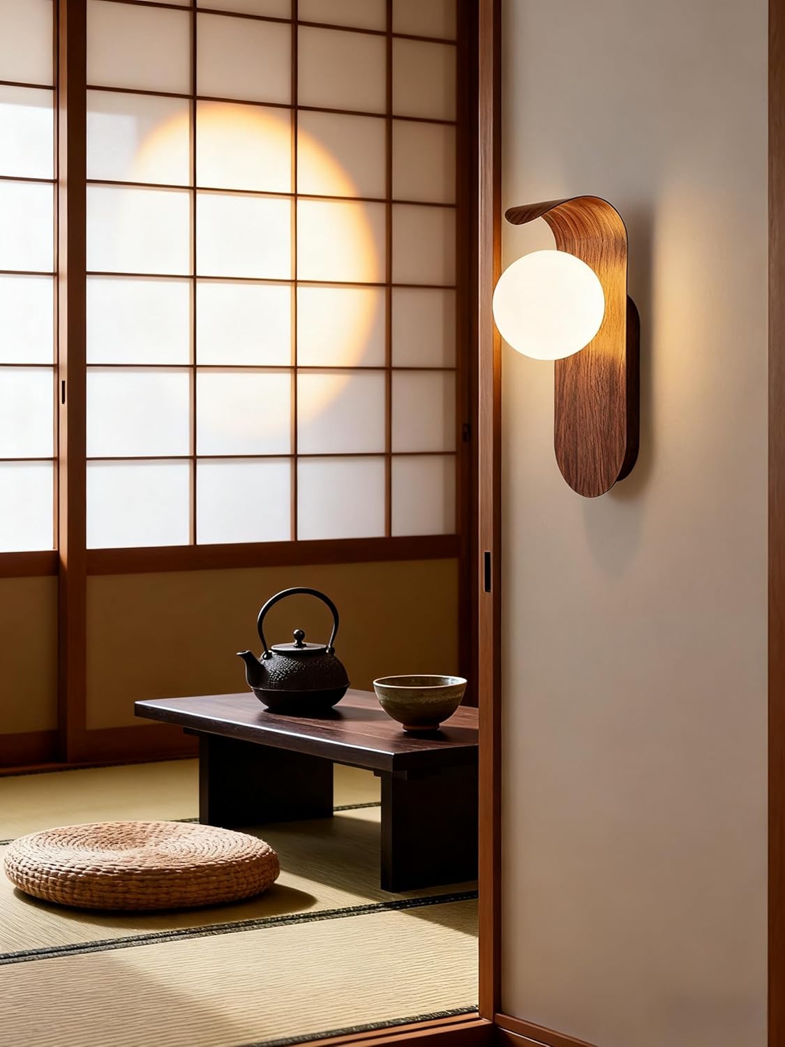 CS 和風 ウォールランプ 寝室 レトロ ベッドサイドランプ ウォルナット色 侘び寂びスタイル G9 リビングルーム テレビ 背景ウ
