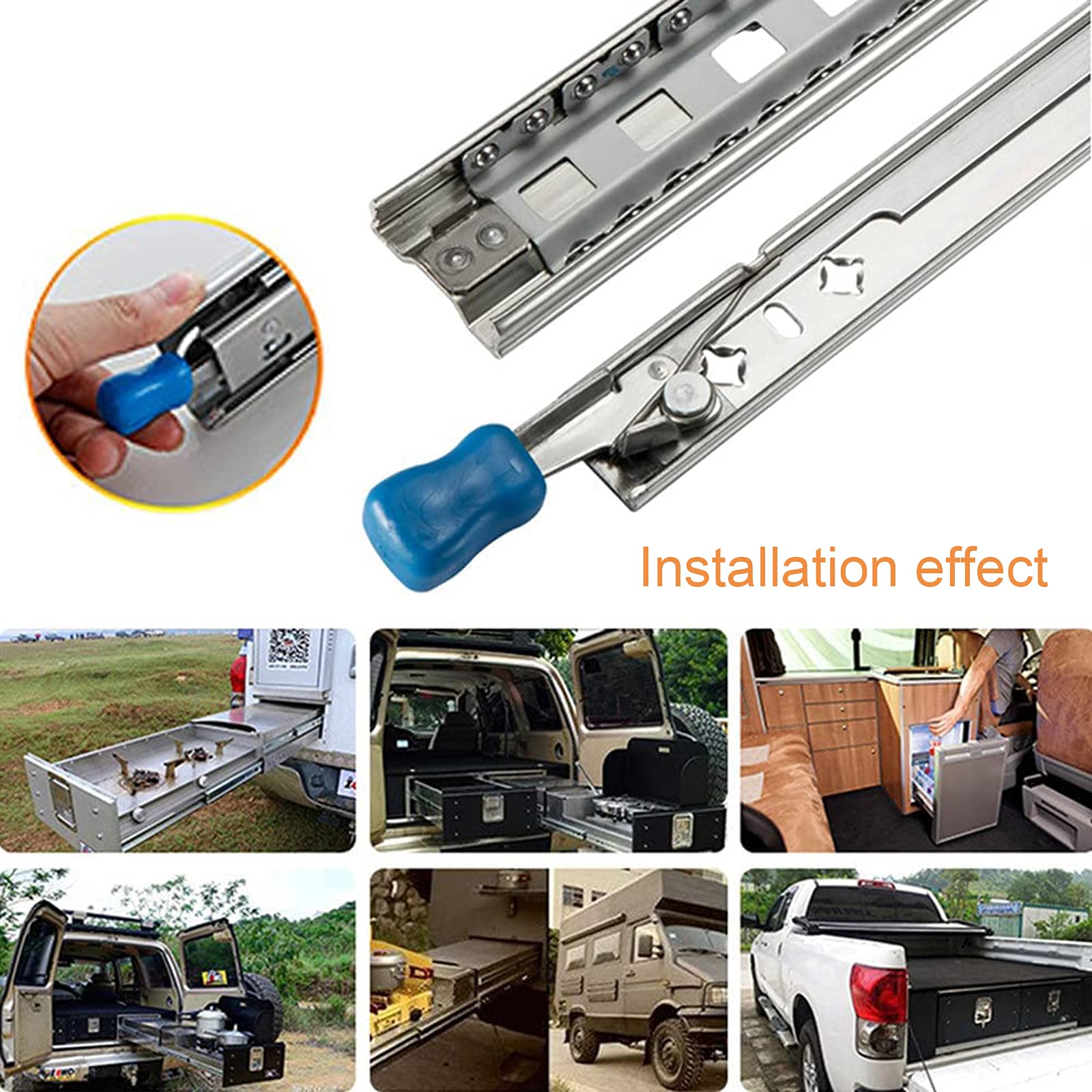 Guías para cajones de servicio pesado con cerradura Guías telescópicas de 711 mm Extensión completa Rieles deslizantes para cajones Capacidad de carga de 120 kg, 1 par, 48 pulg. = 1200 mm (46 pulg. =