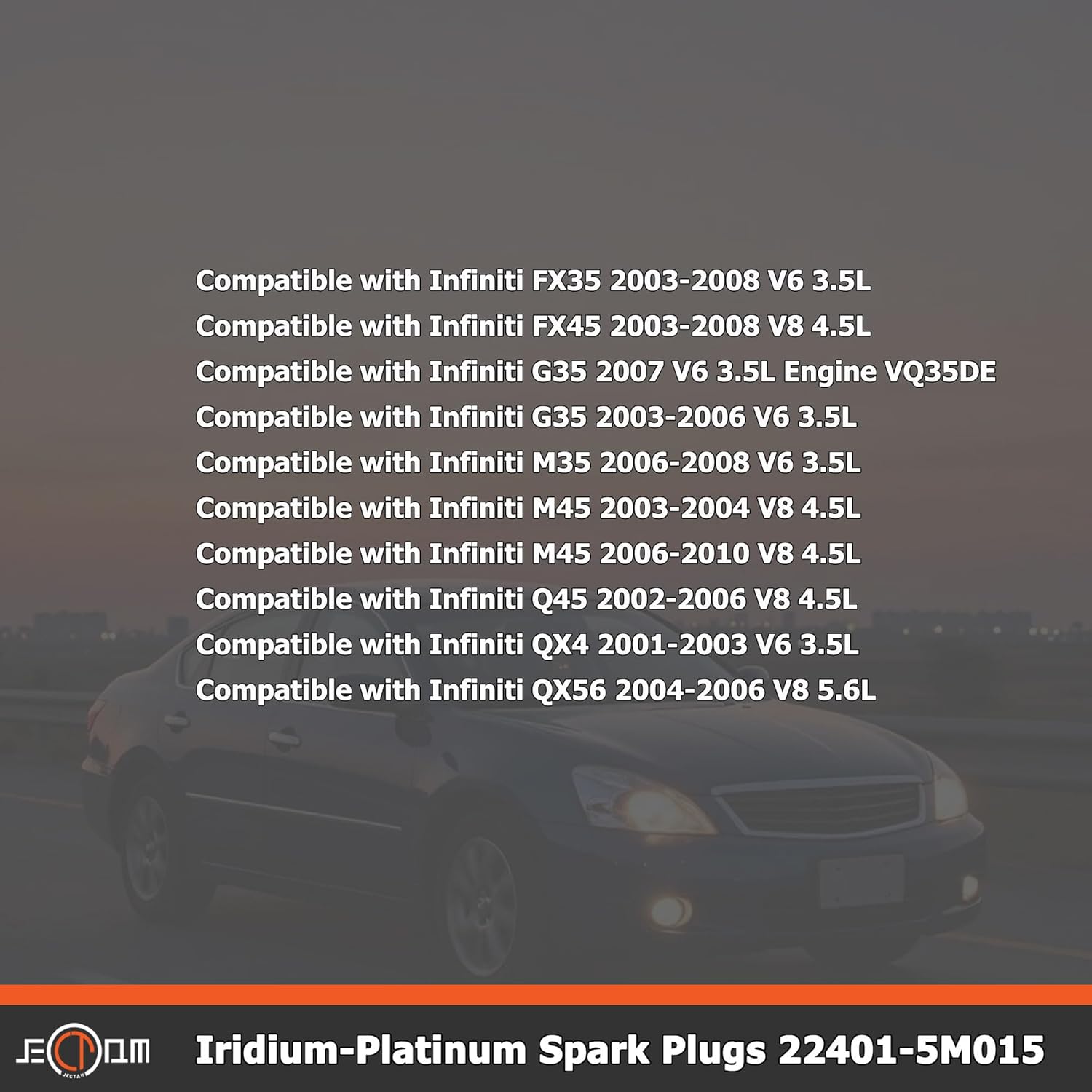 Automotive Replacement Spark Plugs 22401-5M015 bujias PLFR5A11 6 Pack Iridium Spark Plugs Compatible with Infiniti FX35 G35 I35 M35 M45 Q45 QX4 350z Altima Armada Frontier Maxima Murano