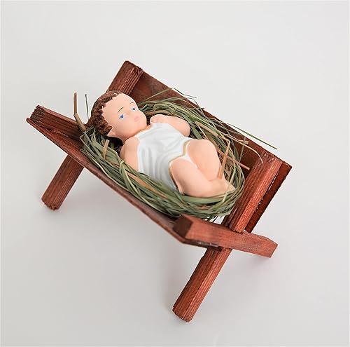 Miniatura 3 de Baby Jesus in Wooden Manger - Figura pequeña de 4 pulgadas para pesebre natural